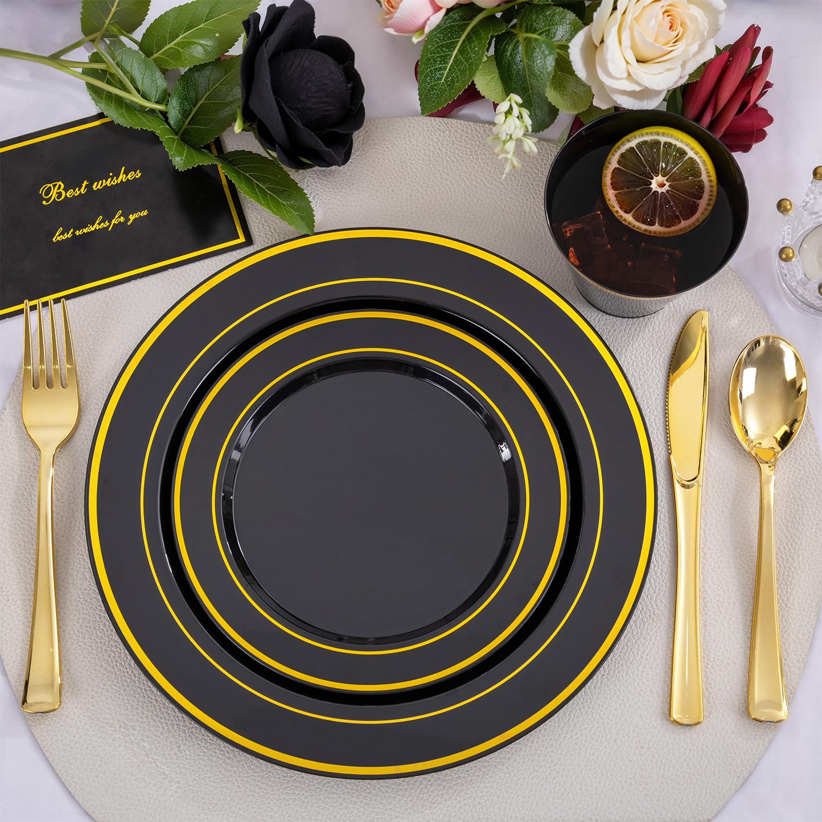 WELLIFE 600 PCS Silver Disposable Dinnerware Set for 100 Guests, Wedding Reception Plates & Silver Plastic Tableware, Dinner & Salad Plates, Cups, Forks, Knives & Spoons for Weddings & Elegant Events