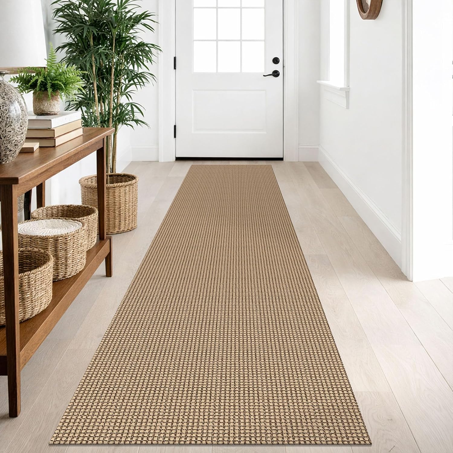 IOHOUZE Small Area Rug 2x3 Washable Woven Rugs for Entryway Non Slip Rubber Backed Kitchen Rugs Indoor Outdoor Doormat Throw Rug Floor Carpet for Entrance Front Door, Orange/Tan/Brown