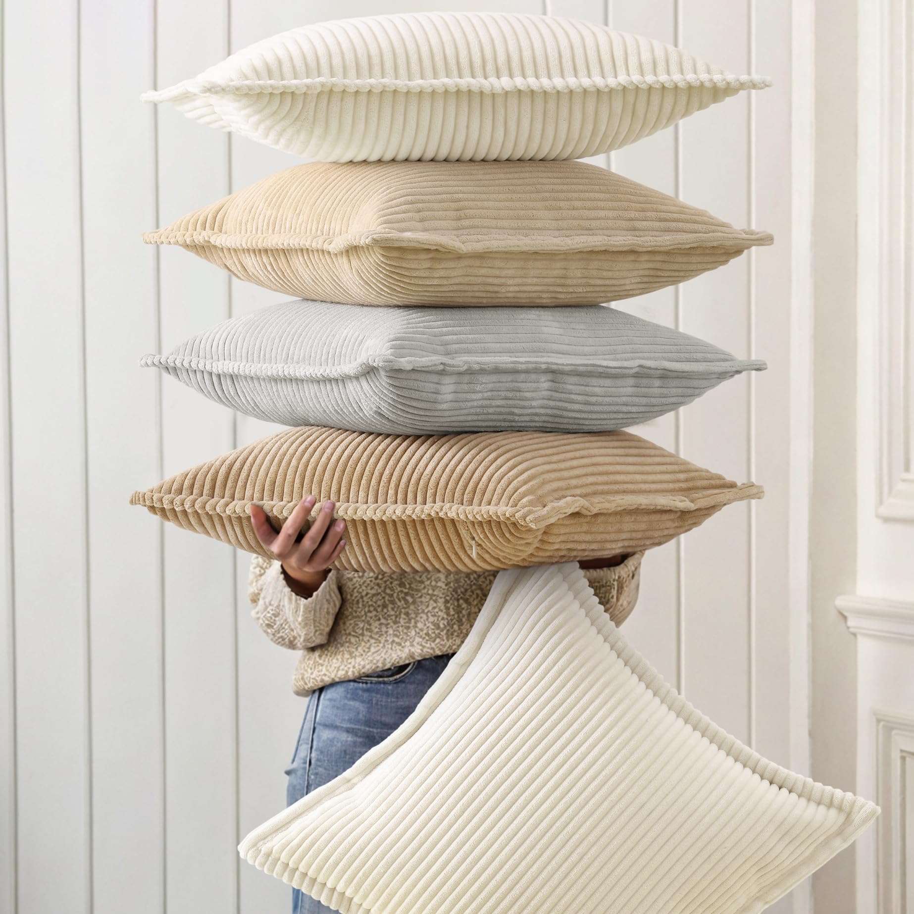 Cream White Throw Pillow Covers
