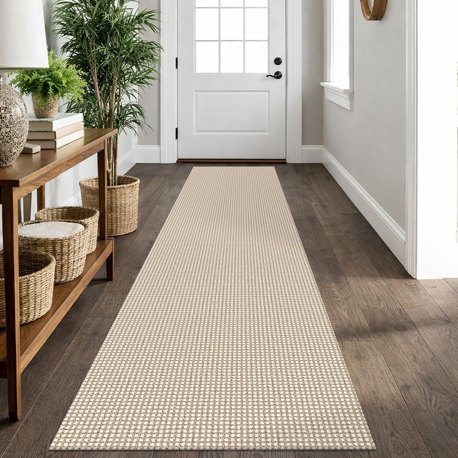 IOHOUZE Small Area Rug 2x3 Washable Woven Rugs for Entryway Non Slip Rubber Backed Kitchen Rugs Indoor Outdoor Doormat Throw Rug Floor Carpet for Entrance Front Door, Orange/Tan/Brown
