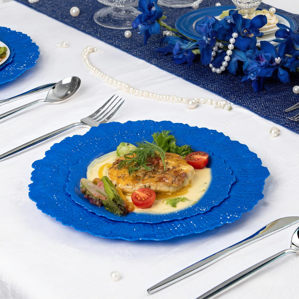 DaYammi 60Pcs Gold Plastic Plates-Elegant Gold Plates Disposable & Reusable-Heavy Duty Plastic Plates for Party Including 30 Dinner Plate, 30 Dessert Plate for Weddings,Dinner Parties