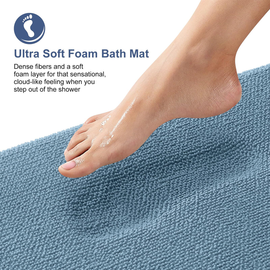 OLANLY Bathroom Rugs Sets 2 Piece, Soft Absorbent Memory Foam Bath Rug Set, Non-Slip, Quick Dry, Machine Washable Bath Mats for Bathroom, Home Decor Accessories (30"x20"+24"x16", Grey)