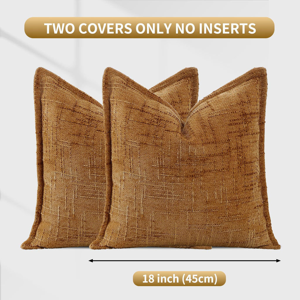 HPUK Decorative Throw Pillow Covers Set of 4 Square Couch Pillows Linen Cushion Cover for Couch Sofa Living Room, 18"x18" inches, Blue