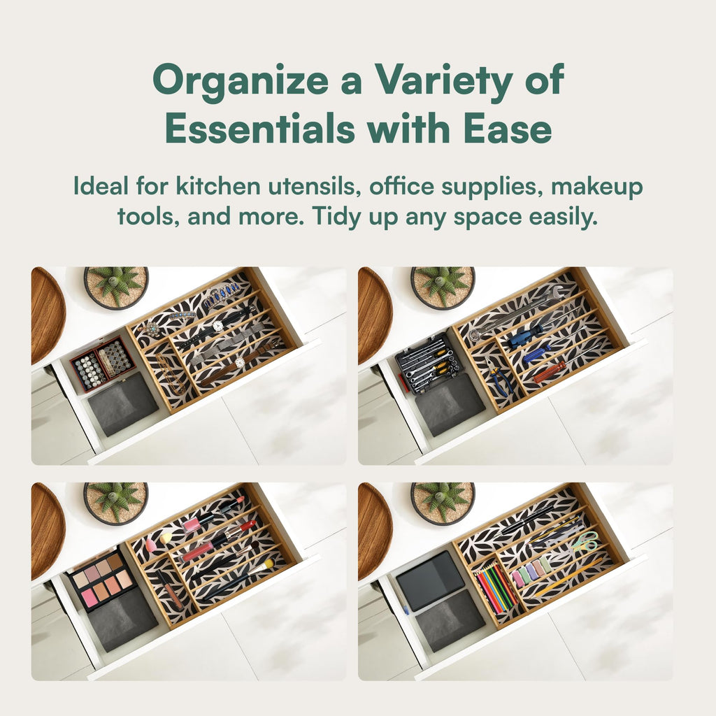 Silverware Organizer - Expandable Kitchen Drawer Organizer - Adjustable Kitchen Drawer Organizer for Utensils, Expandable to 22 Inches Wide, 10 Compartments, Silverware Tray for Drawer
