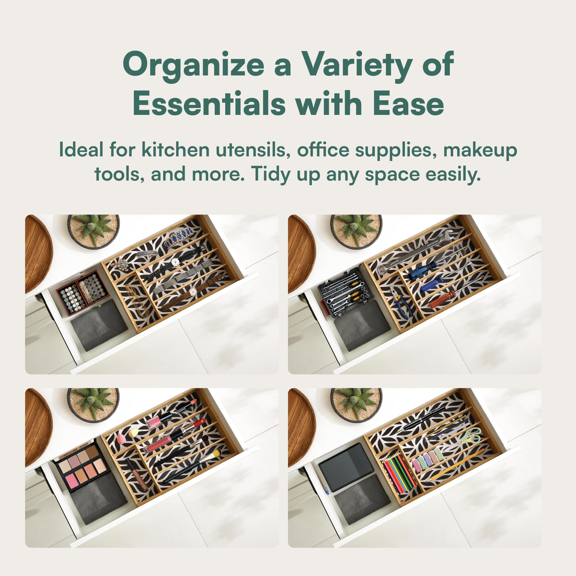 Silverware Organizer - Expandable Kitchen Drawer Organizer - Adjustable Kitchen Drawer Organizer for Utensils, Expandable to 22 Inches Wide, 10 Compartments, Silverware Tray for Drawer
