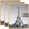 upsimples 16x20 Picture Frame Natural 3 Pack, Scratch-Proof Poster Frames 16 x 20 for Photo Gallery - Slide-In Strips, Horizontal or Vertical Wall Mounting