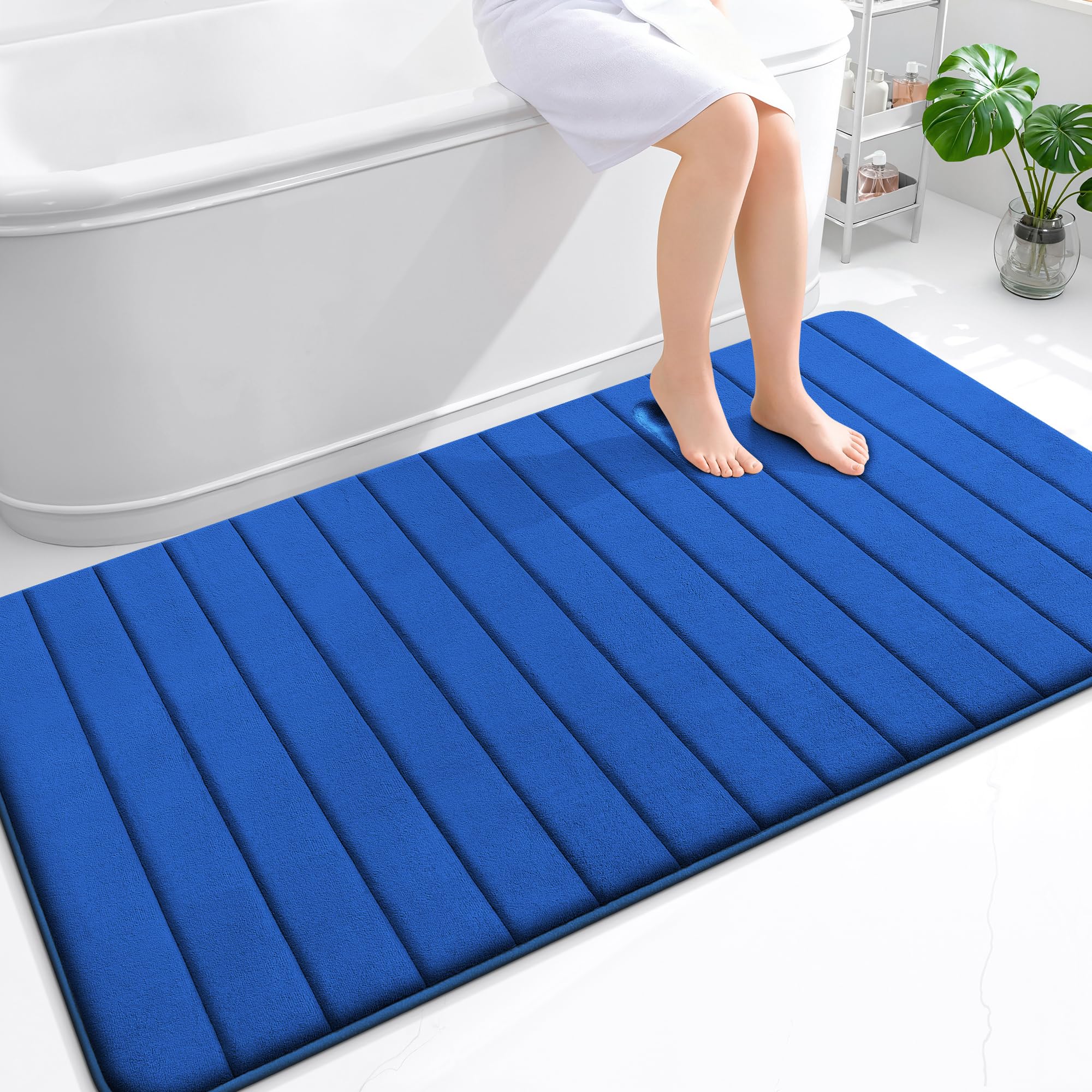 OLANLY Memory Foam Bath Mat 30x20, Super Soft Absorbent Bathroom Rugs, Quick Dry, Machine Washable Shower Floor Rugs, Bathmat Carpet, Bathroom Home Decor Accessories, Grey