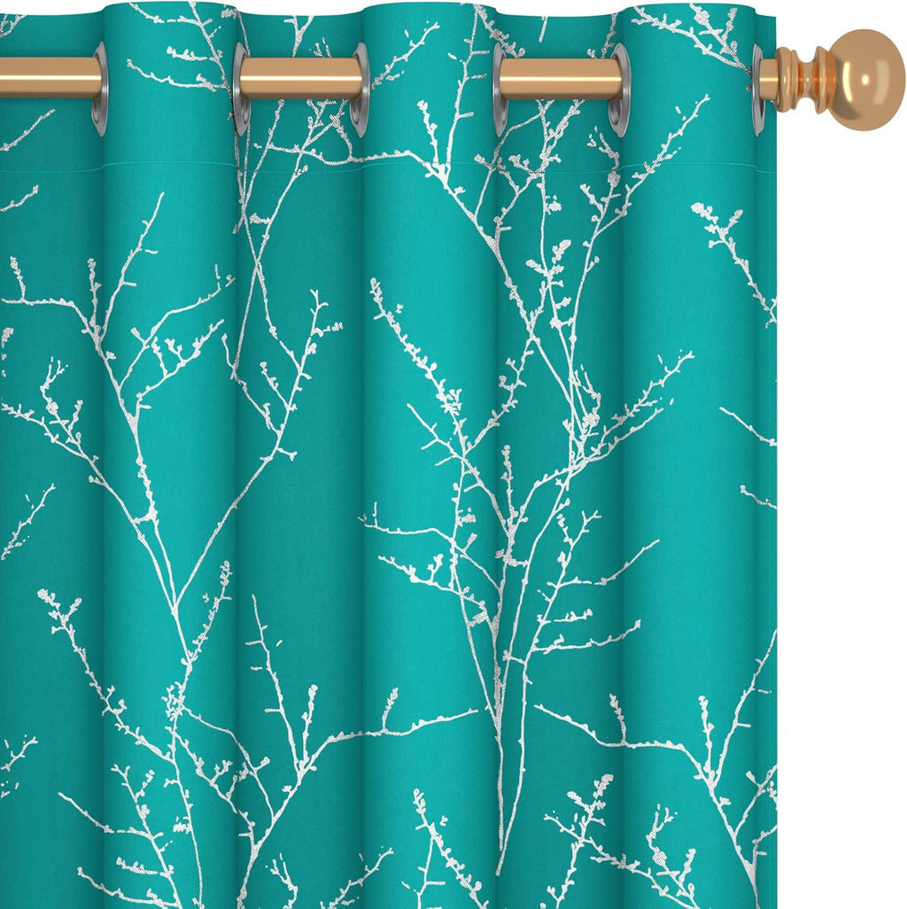 Deconovo Blackout Curtains, Grey Curtain, Thermal Insulated Soundproof Curtain Drapes, Wave Dot Foil Print, 52 x 84 Inch, 2 Panels, Machine‑Washable Privacy Window Drape for Bedroom Living Room Office