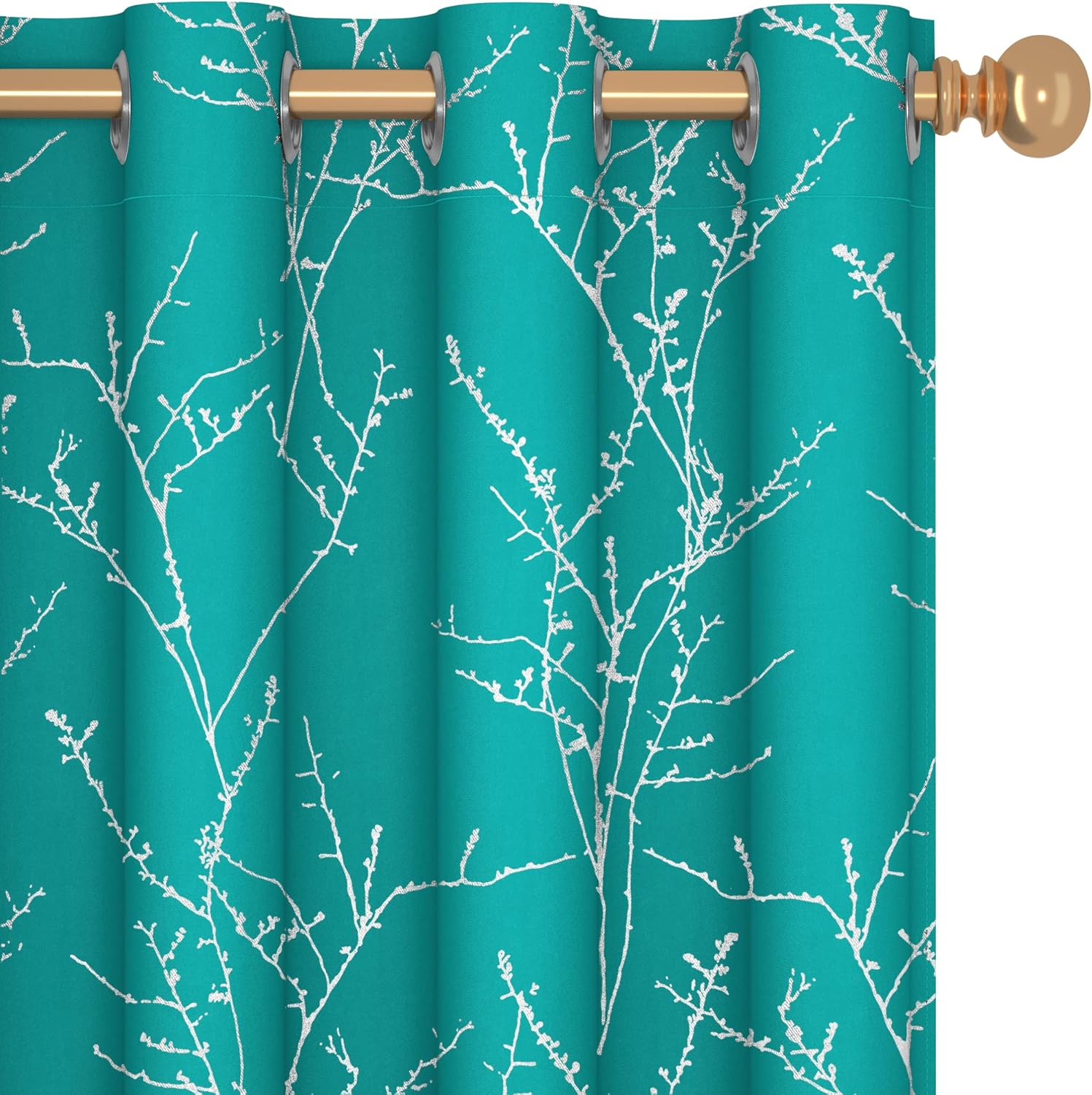 Deconovo Blackout Curtains, Grey Curtain, Thermal Insulated Soundproof Curtain Drapes, Wave Dot Foil Print, 52 x 84 Inch, 2 Panels, Machine‑Washable Privacy Window Drape for Bedroom Living Room Office