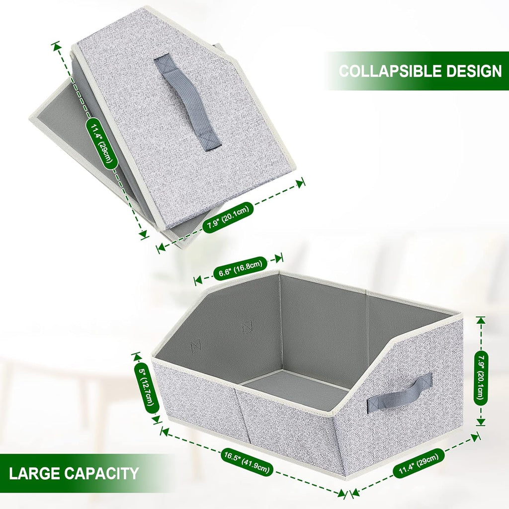Homsorout Organizer Bins Cube Storage - Trapezoid Storage Bin 6 Pack Beige & Grey, Fabric Baskets for Organizing, Large Storage Basket for Shelves