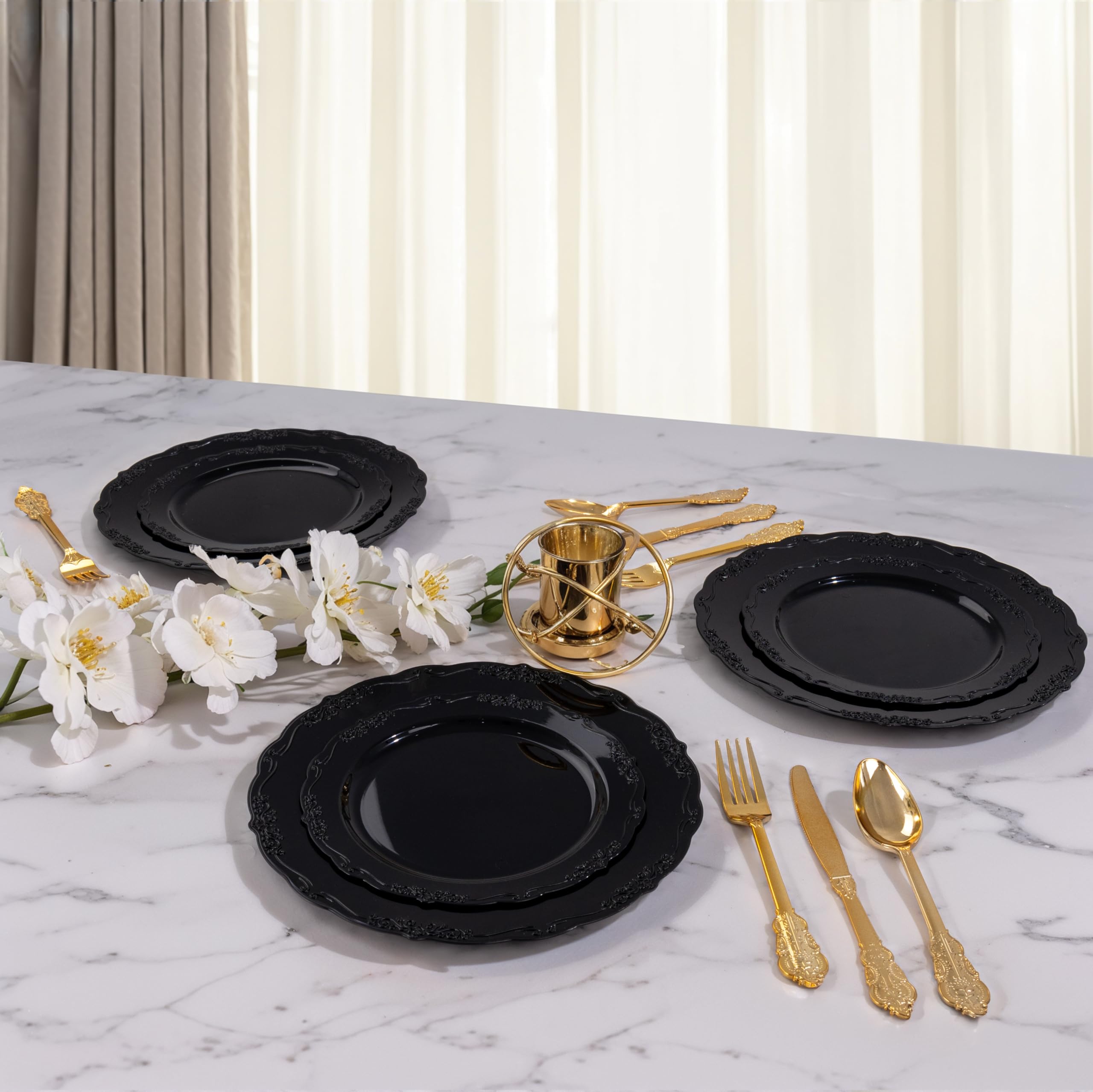 DaYammi 60PCS White Plastic Plates, Heavy Duty White Disposable Plates Premium 10inch Dinner Plates Hard Plastic Plates Disposable for Party Wedding Bridal Shower