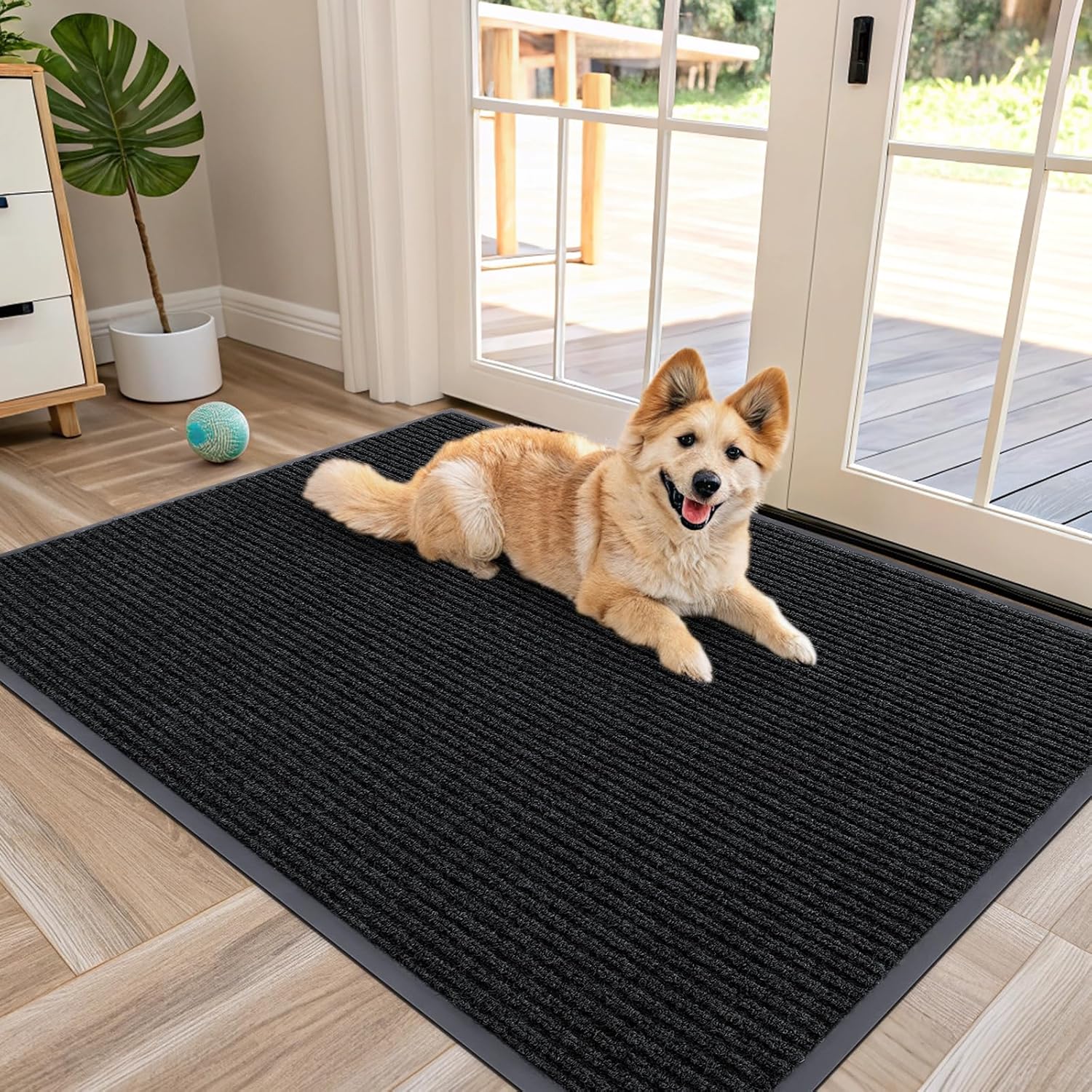 OLANLY Front Door Mat Indoor Outdoor Entrance, Waterproof Heavy Duty Doormat, Fade Resistant, Low Profile, Easy Clean Patio Porch Welcome Floor Mats for Entry, 29.5x17, Beige