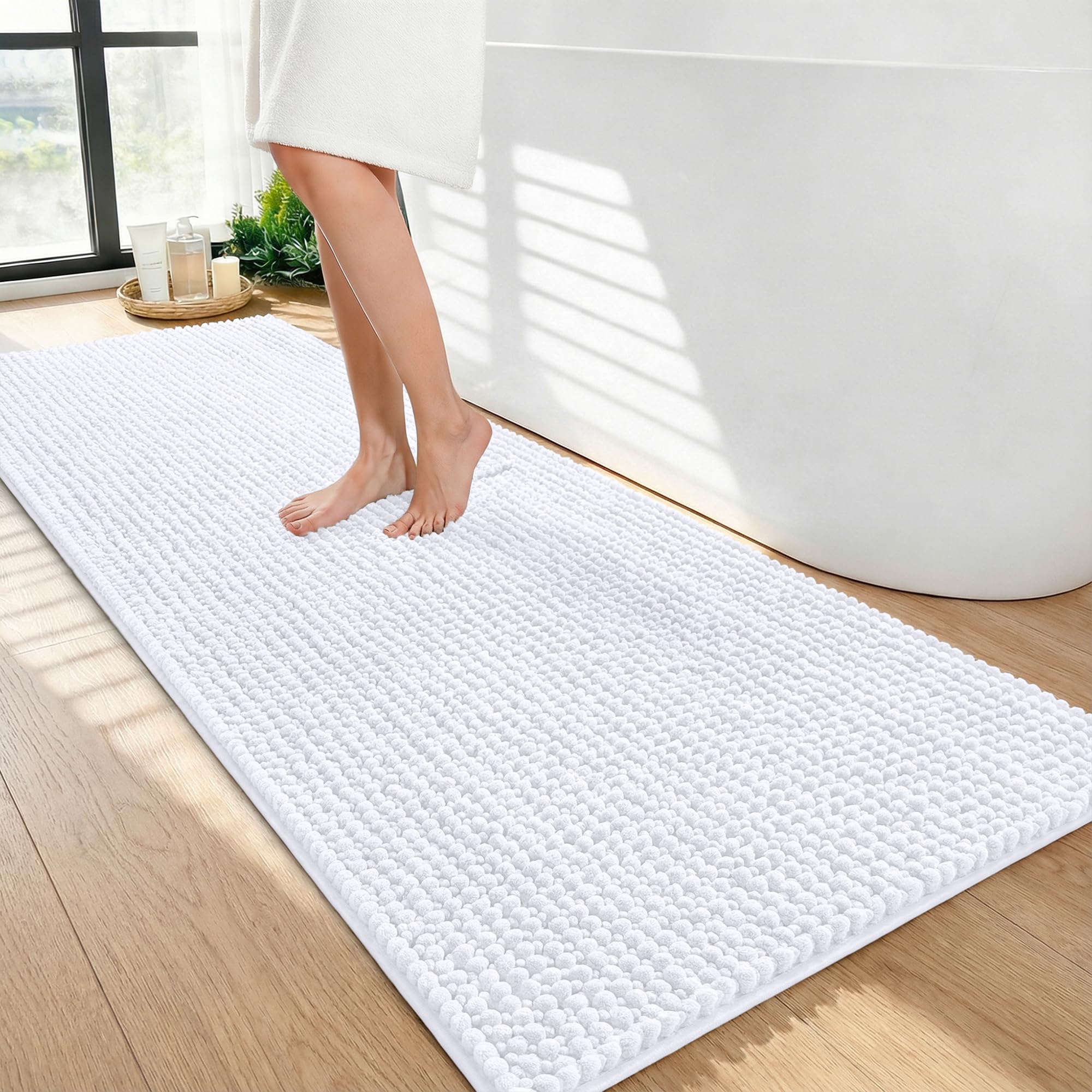 OLANLY Thick Bathroom Rugs 30x20, Extra Soft Absorbent Chenille Bath Rugs, Rubber Backing, Machine Wash Dry, Bath Mats for Bathroom Floor, Tub and Shower, Home Decor Accessories, Grey