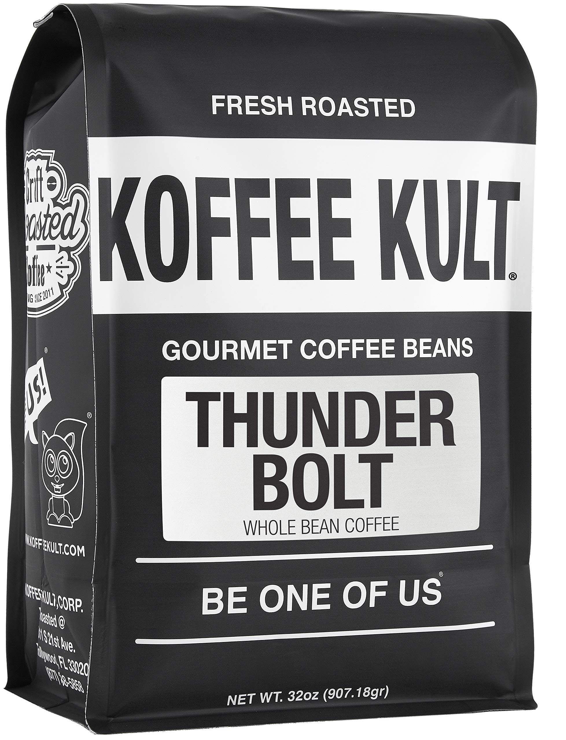 Koffee Kult Dark Roast Whole Bean Coffee - Small Batch 100% Arabica Gourmet Blend, Smooth and Well Balanced Artisan Roasted in 32oz Resealable Package