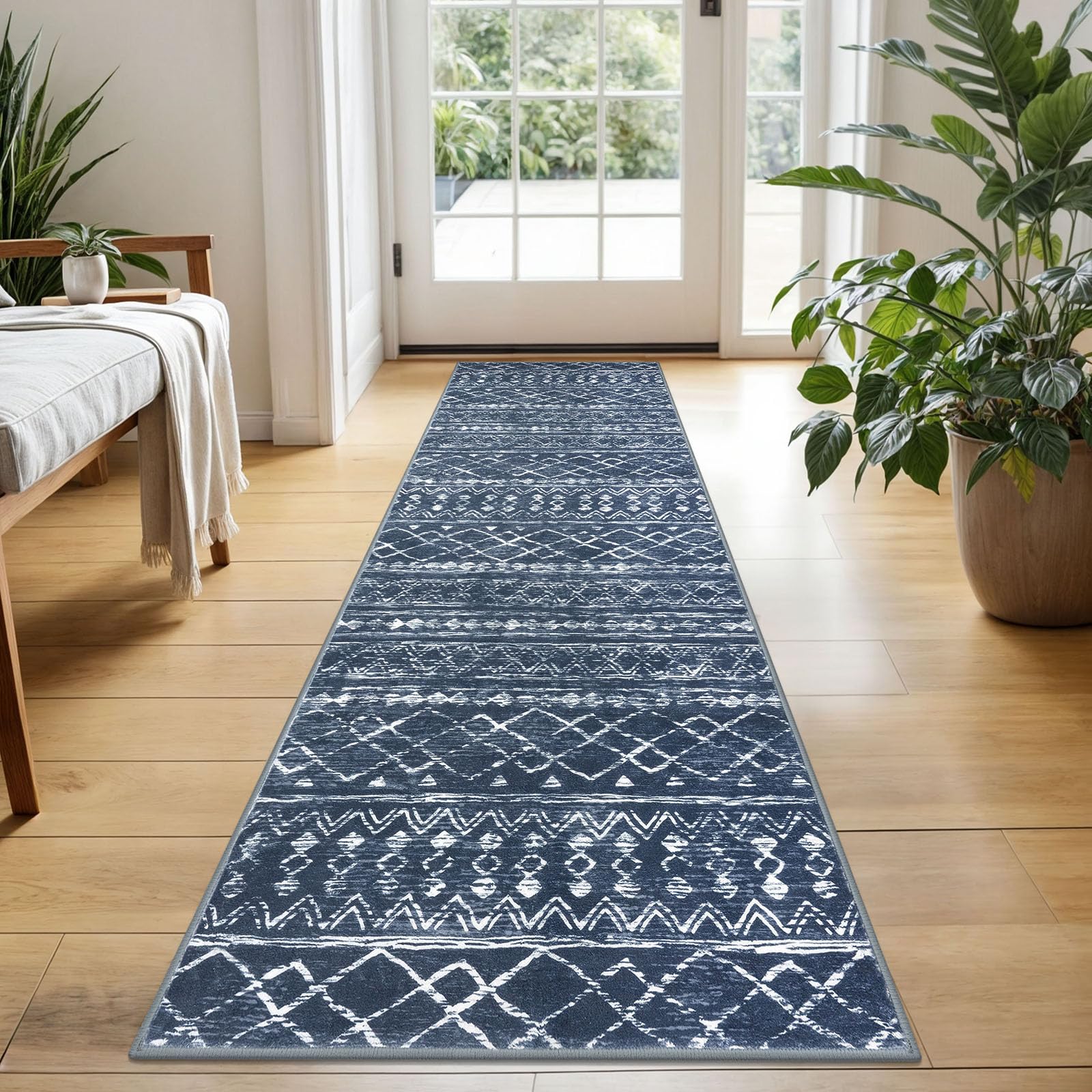 KUTA Washable Non-Slip Rugs for Entryway 2x3, Grey Moroccan Boho Small Area Rug, Ultra Soft Vintage Geometric Low-Pile Indoor Door Mat Floor Carpet for Indoor, Entrance, Kitchen, Bathroom, Bedroom
