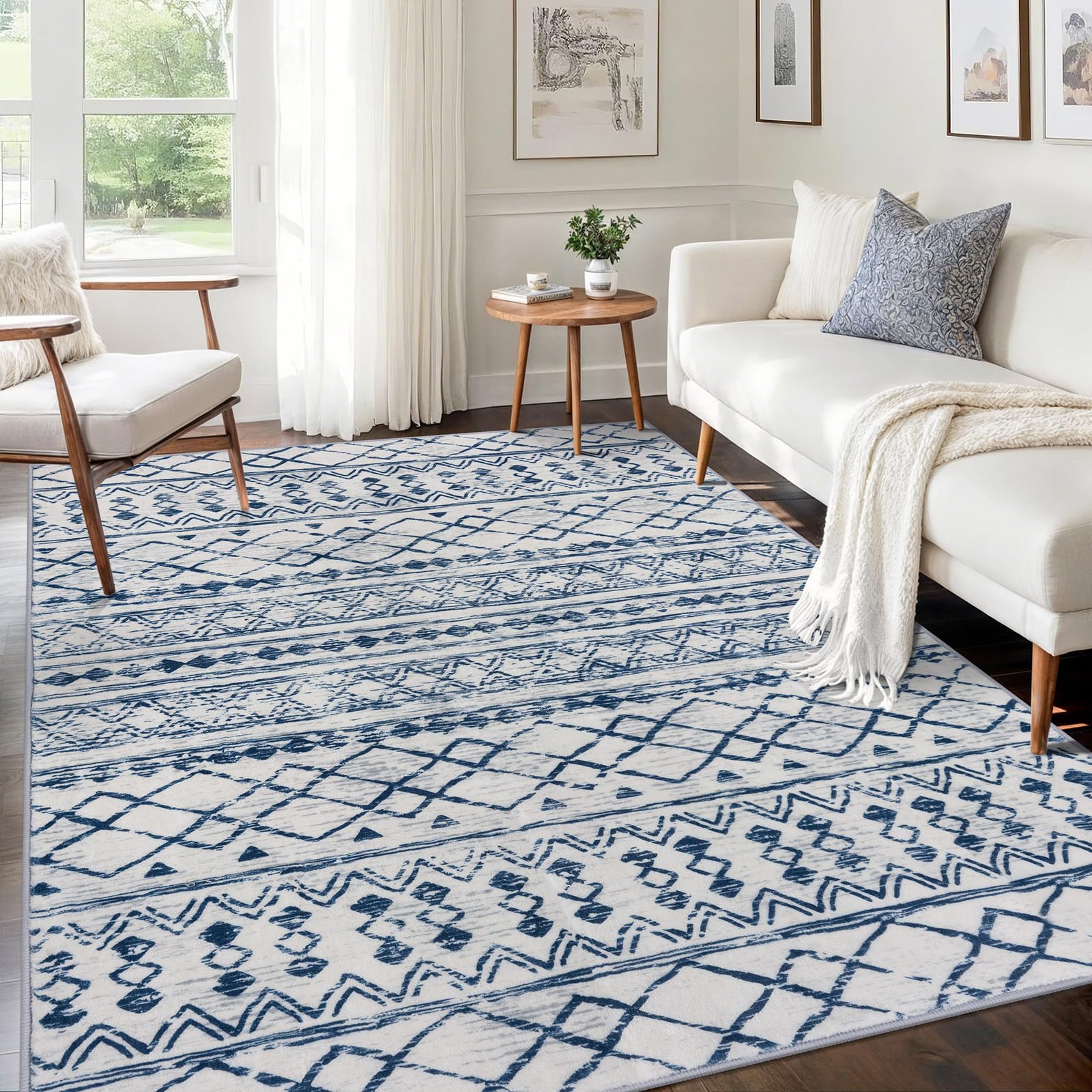 KUTA Washable Non-Slip Rugs for Entryway 2x3, Grey Moroccan Boho Small Area Rug, Ultra Soft Vintage Geometric Low-Pile Indoor Door Mat Floor Carpet for Indoor, Entrance, Kitchen, Bathroom, Bedroom