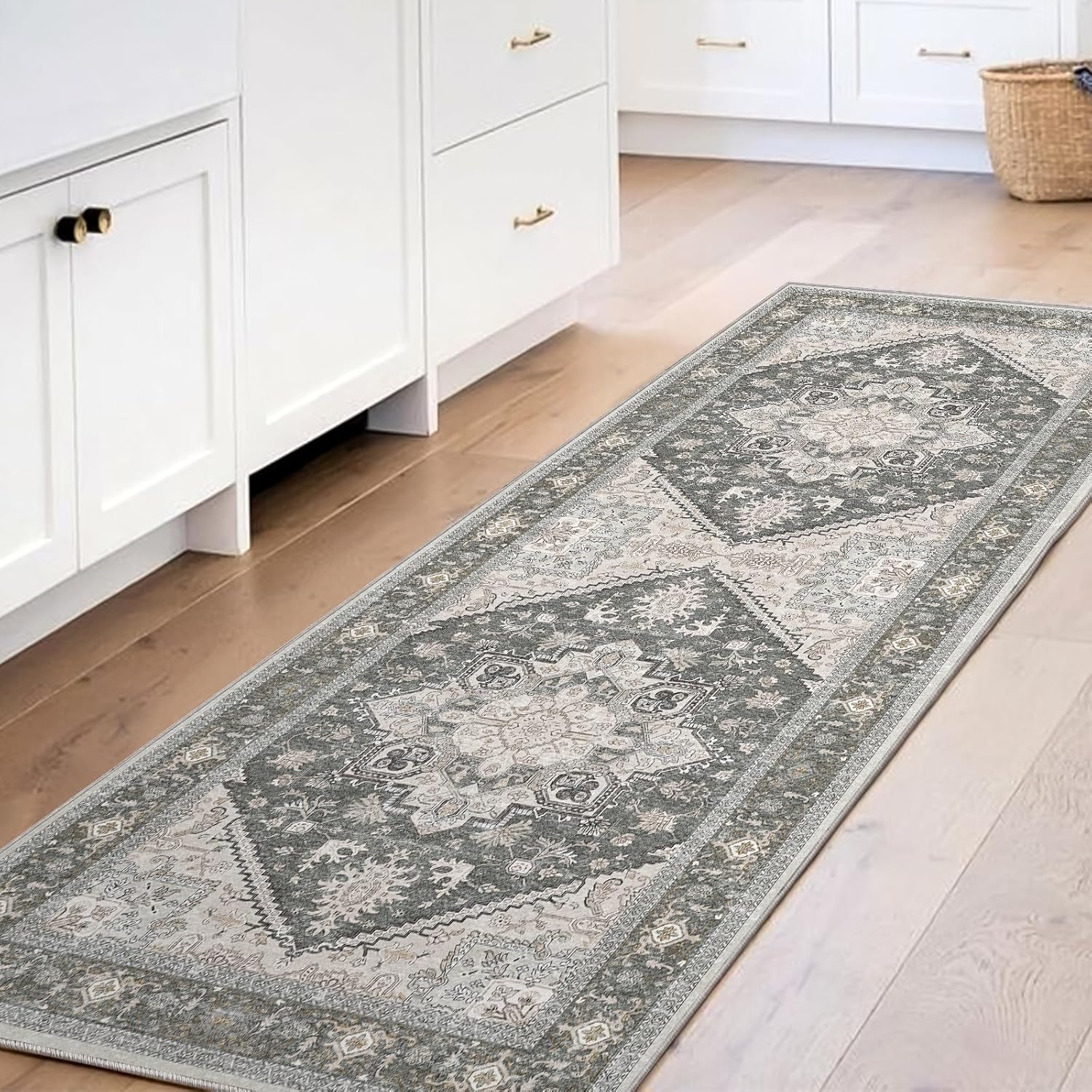 OPPODREAM Soft Area Rugs 5x7, 5x7 Washable Rug with Non Slip Backing, 5 x 7 Faux Cashmere Low-Pile Carpet, Brown