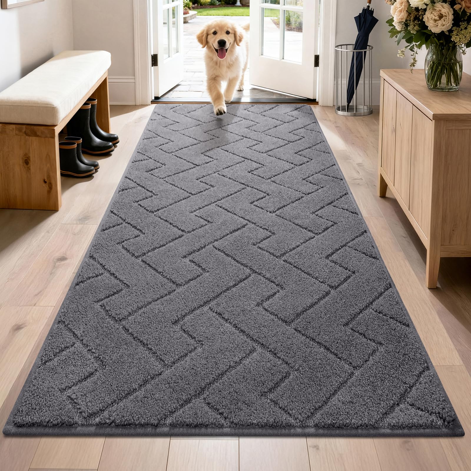 PURRUGS Dirt Trapping Door Mat 20" x 31.5", Non-Slip Machine Washable Entry Rug, Dog Doormat, Indoor Front Door Mat, Super Absorbent Entryway Rug for Muddy Shoes & Paws, Taupe