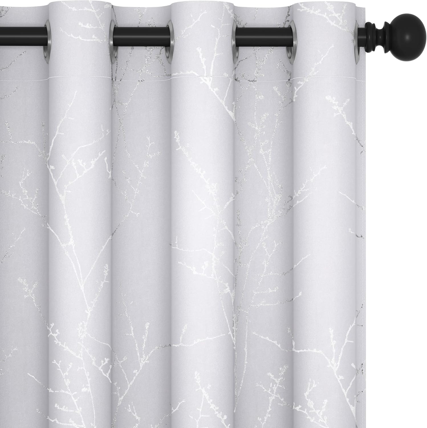 Deconovo Blackout Curtains, Grey Curtain, Thermal Insulated Soundproof Curtain Drapes, Wave Dot Foil Print, 52 x 84 Inch, 2 Panels, Machine‑Washable Privacy Window Drape for Bedroom Living Room Office