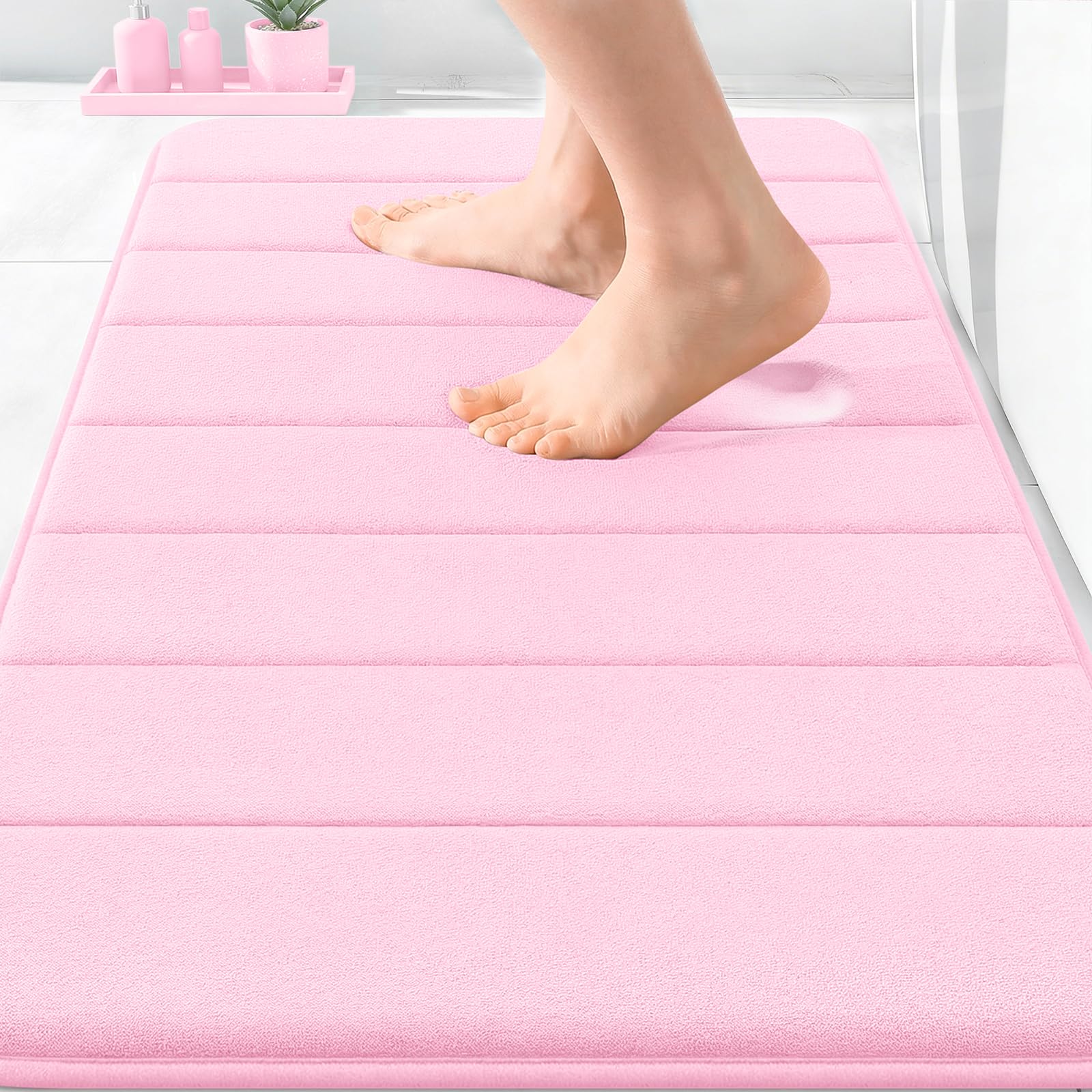 OLANLY Memory Foam Bath Mat 30x20, Super Soft Absorbent Bathroom Rugs, Quick Dry, Machine Washable Shower Floor Rugs, Bathmat Carpet, Bathroom Home Decor Accessories, Grey