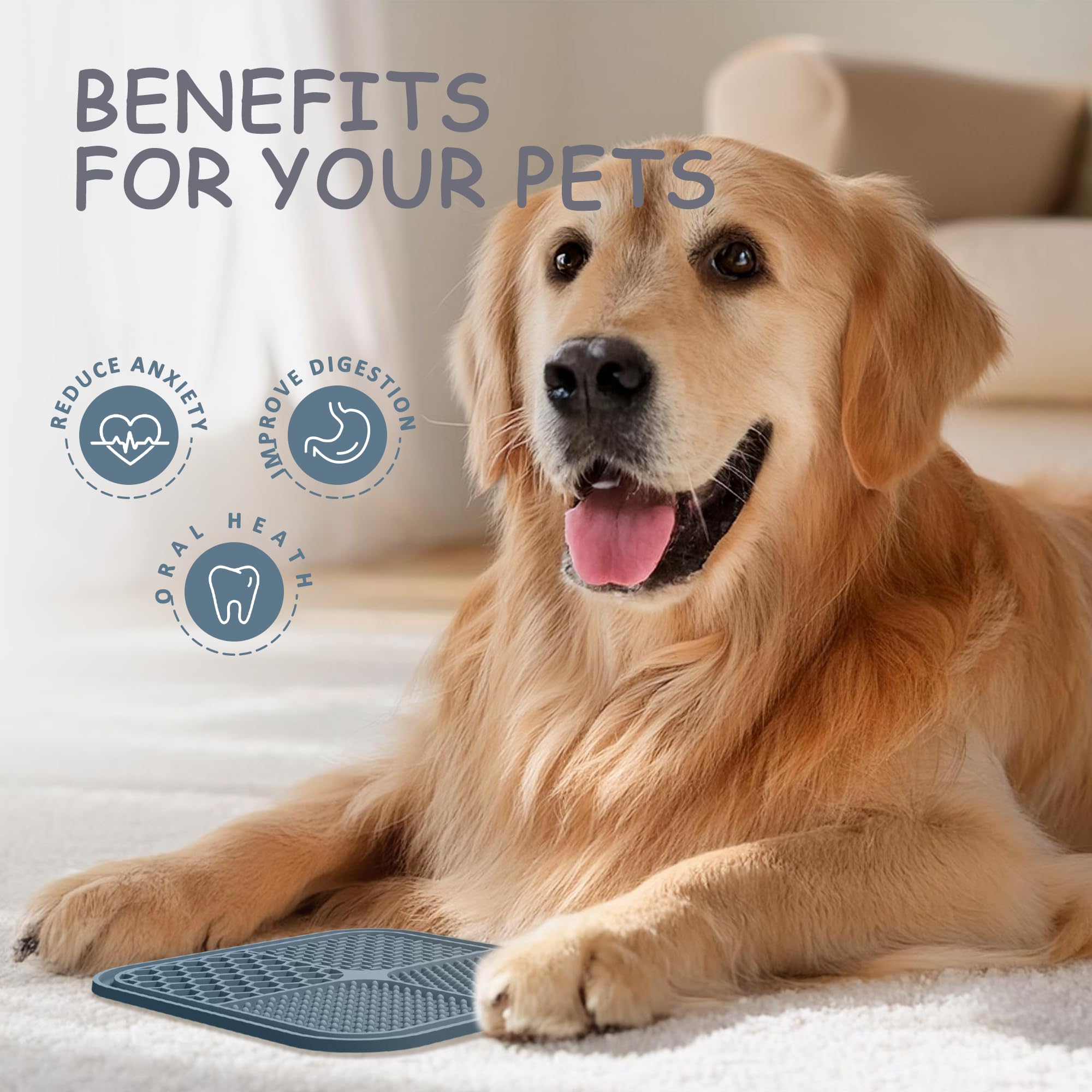 2 Pack Lick Mat for Dogs,Cats,Upgraded 8.5×8.5 inches Licking Mats with Suction Cups,Slow Feeder Licking Pad for Anxiety Relief and Boredom Reducer,Suitable for Dog Training Set 2