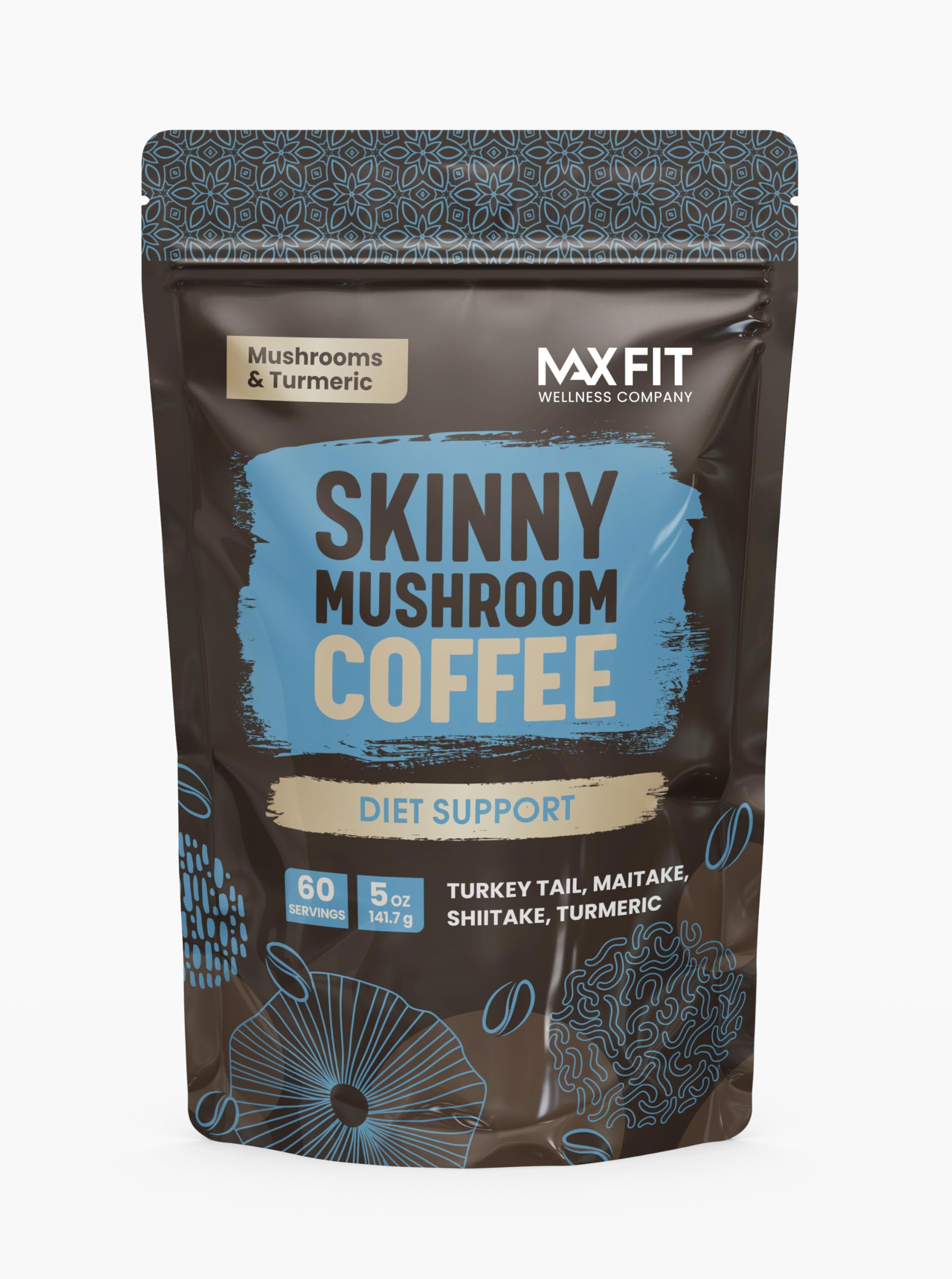 Mushroom Coffee (60 Servings) 10 Mushrooms (Lion’s Mane, Cordyceps, Turkey Tail & Other) Mixed With Gourmet Arabica Instant Immune Boosting Coffee for Focus & Gut Health Support