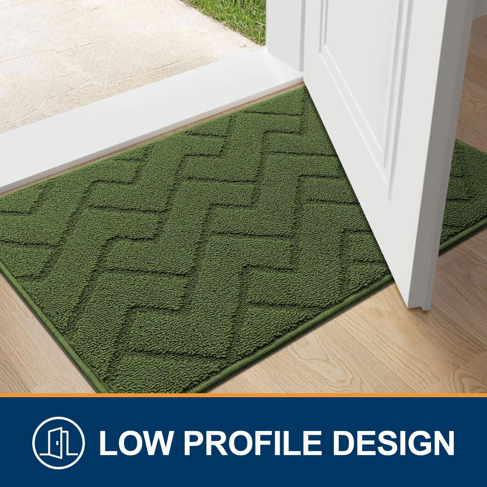 OLANLY Indoor Door Mat, 32x20, Dirt Resistant and Absorbent, Sturdy Non-Slip Rubber Backing, Easy to Clean, Washable Low-Profile Doormat for Entryway, Grey