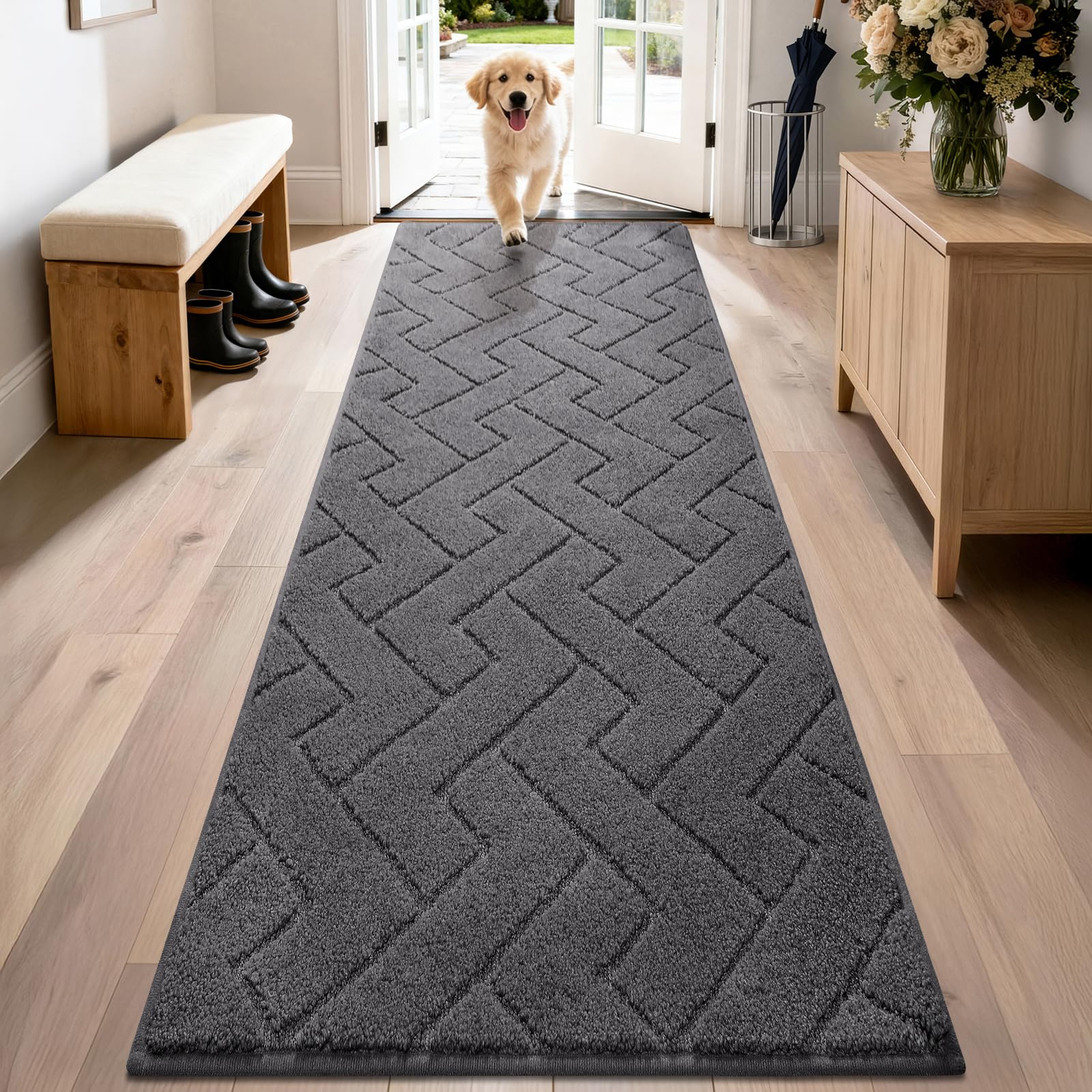 PURRUGS Dirt Trapping Door Mat 20" x 31.5", Non-Slip Machine Washable Entry Rug, Dog Doormat, Indoor Front Door Mat, Super Absorbent Entryway Rug for Muddy Shoes & Paws, Taupe