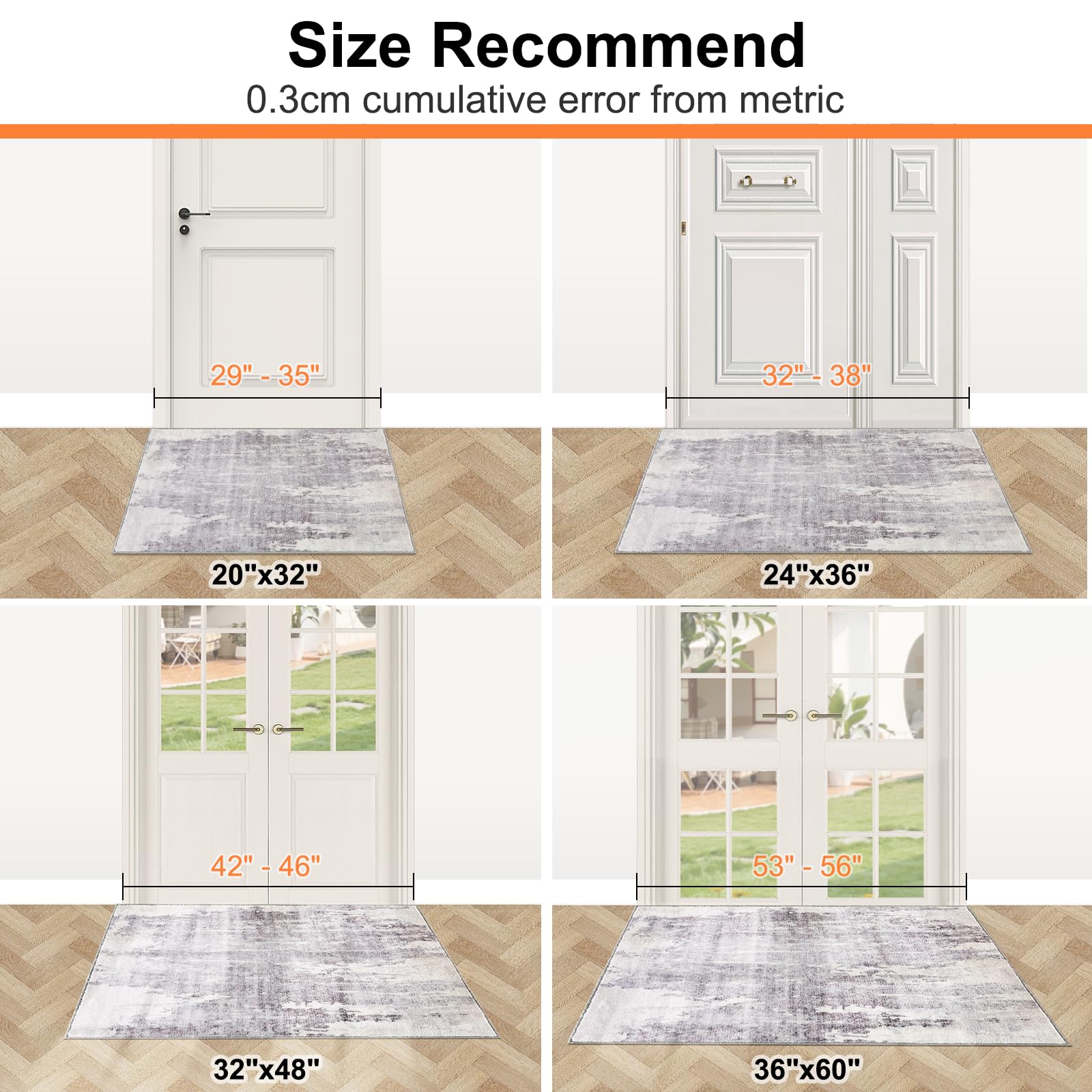 CRISTGEE Door Mat, Front Indoor Door Mat Faux Wool Non-Slip Entryway Rug Absorbent Abstract Throw Rug for Indoor Entrance Hallway Laundry Room, High Traffic Areas, 20X32 Inches, Gray Washable
