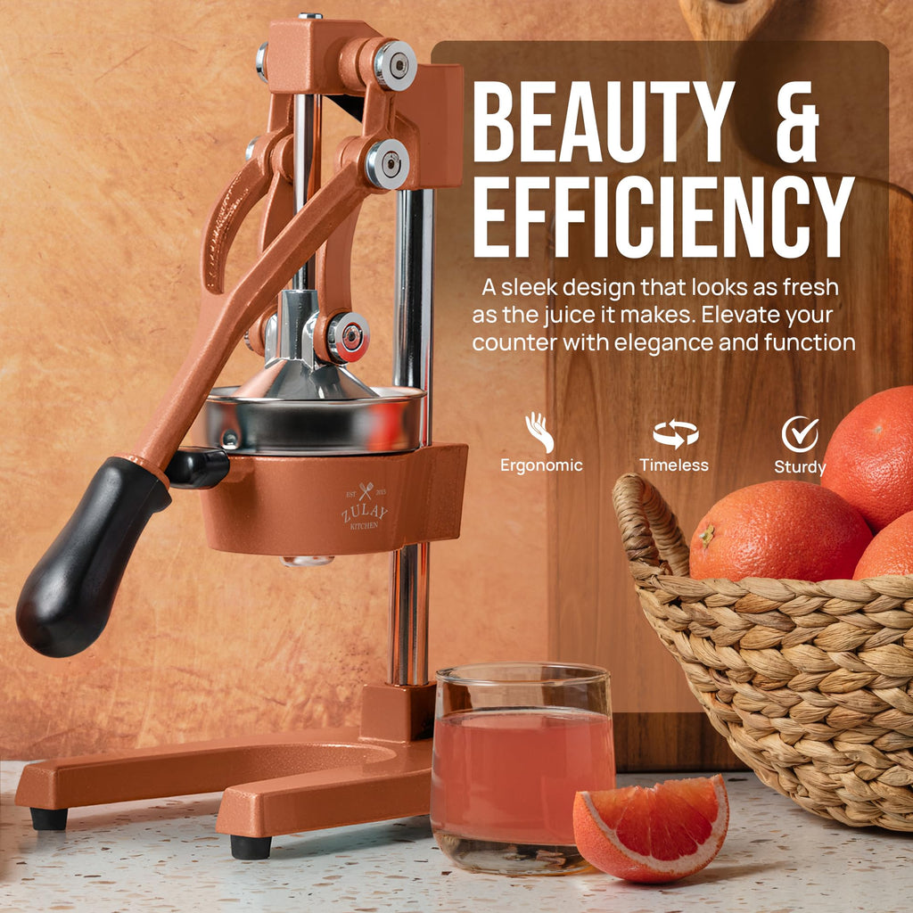 Zulay Kitchen Cast Iron Juicer - Easy-to-Clean Heavy-Duty Manual Juicer, Professional Citrus Juicer - Stainless Steel Lemon Squeezer - Manual Citrus Press & Orange Squeezer - Orange Juicer (Black)