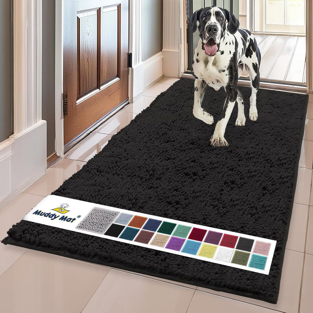 Muddy Mat® | Super Absorbent Door Mat Indoor, Microfiber Quick Dry Chenille Entryway Rug, Non-Slip Front Door Mat, Indoor Mats for Entryway, Machine Washable Pet Rug, Grey 30"x19"