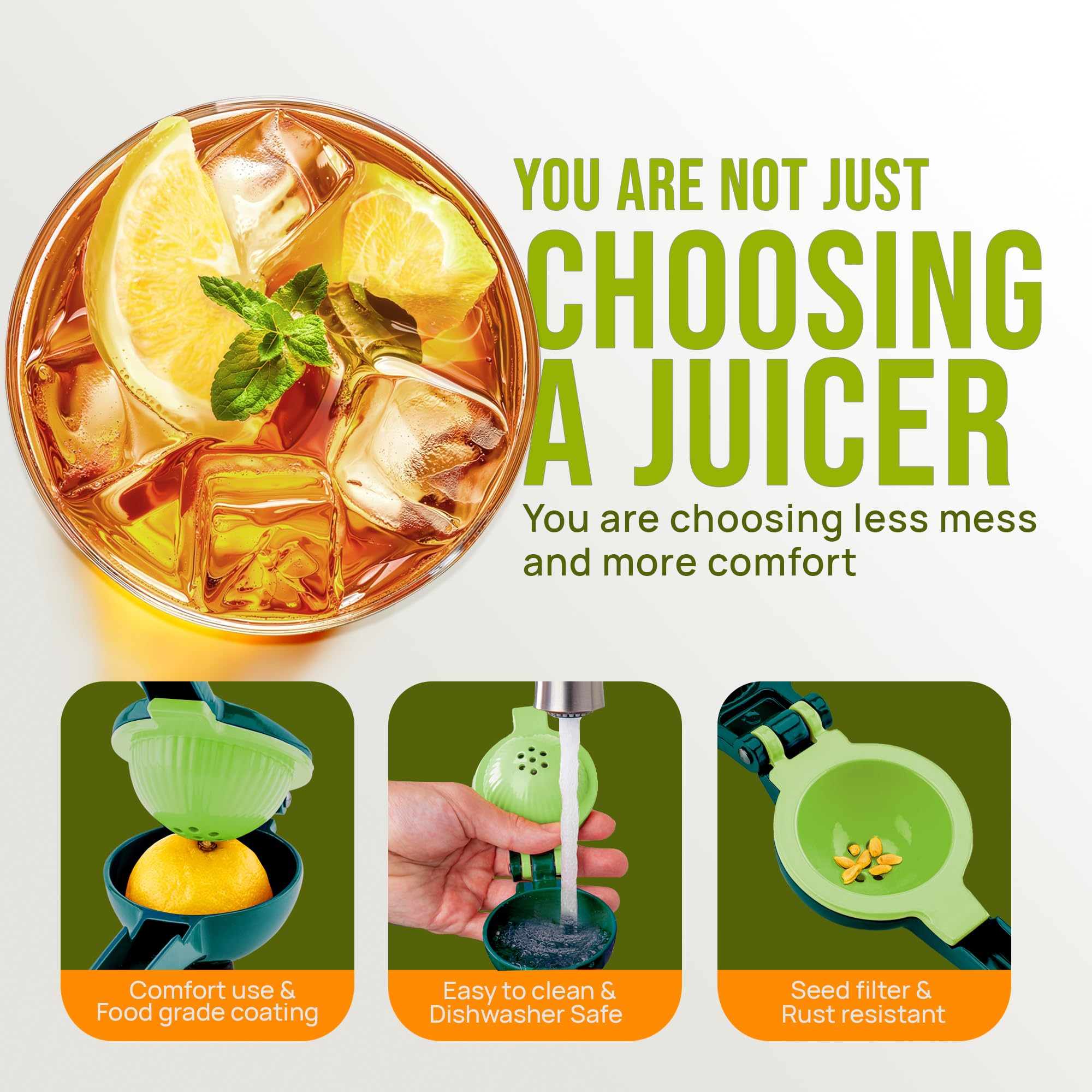 Zulay Kitchen Metal 2-in-1 Lemon Squeezer - Sturdy Max Extraction Hand Juicer Lemon Squeezer Gets Every Last Drop - Easy to Clean Manual Citrus Juicer - Easy-Use Lemon Juicer Squeezer - Yellow/Green