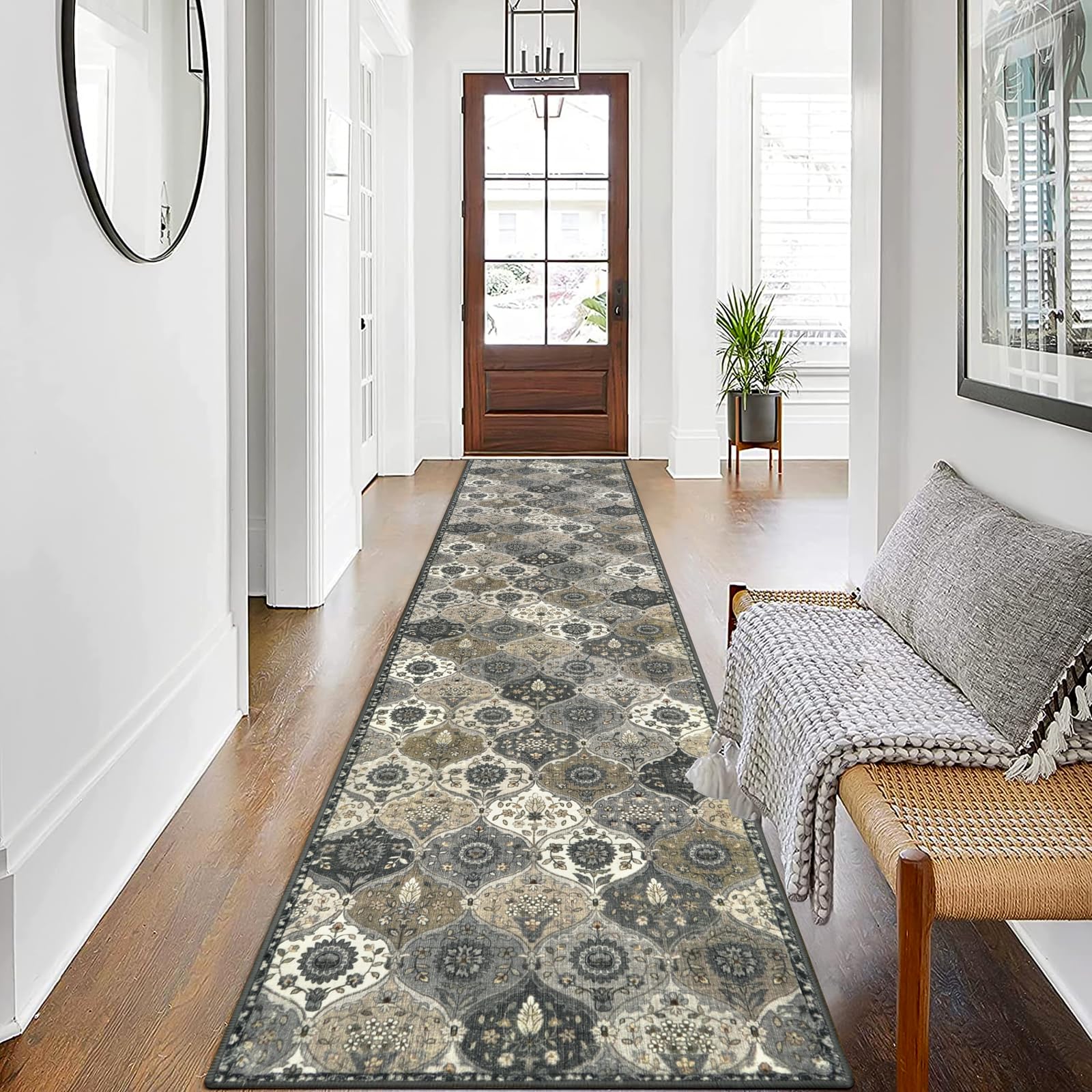 Lahome Moroccan Trellis Washable Rug, 2x3 Kitchen Rugs for Entryway Bathroom, Non-Slip Indoor Door Mat Ultra-Thin, Small Oriental Throw Carpet for Bedroom Entry Elise, Cream/Multi