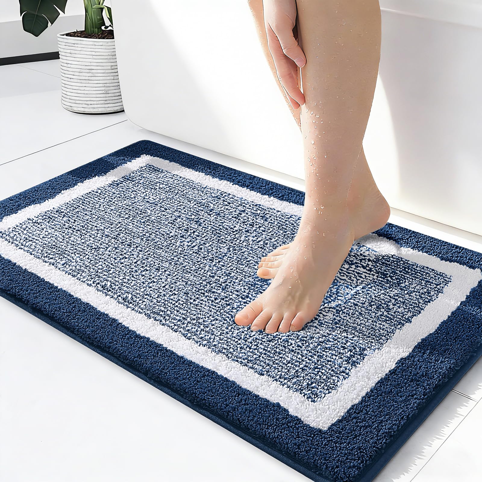 OLANLY Small Bathroom Rugs 24x16, Extra Soft and Absorbent Microfiber Bath Rugs, Non-Slip, Machine Washable, Quick Dry Shaggy Bath Carpet, Bath Mats for Bathroom Floor, Tub, Shower, Grey