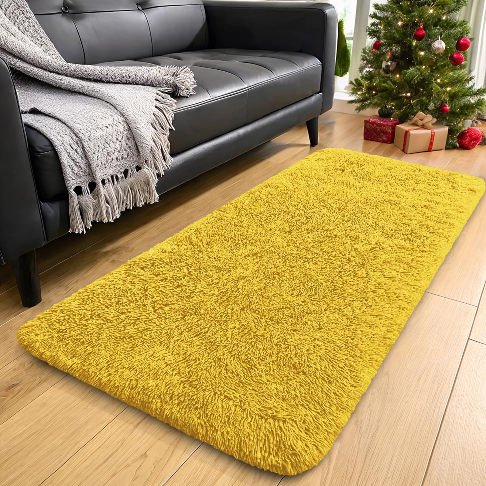 OLANLY Area Rugs for Living Room Bedroom, Machine Washable 4x5.9 ft Soft Fluffy Shaggy Bedside Rug, Indoor Floor Carpet for Kids Girls and Boys, Dorms, Nursery Rooms, Home Decor Aesthetic, Grey