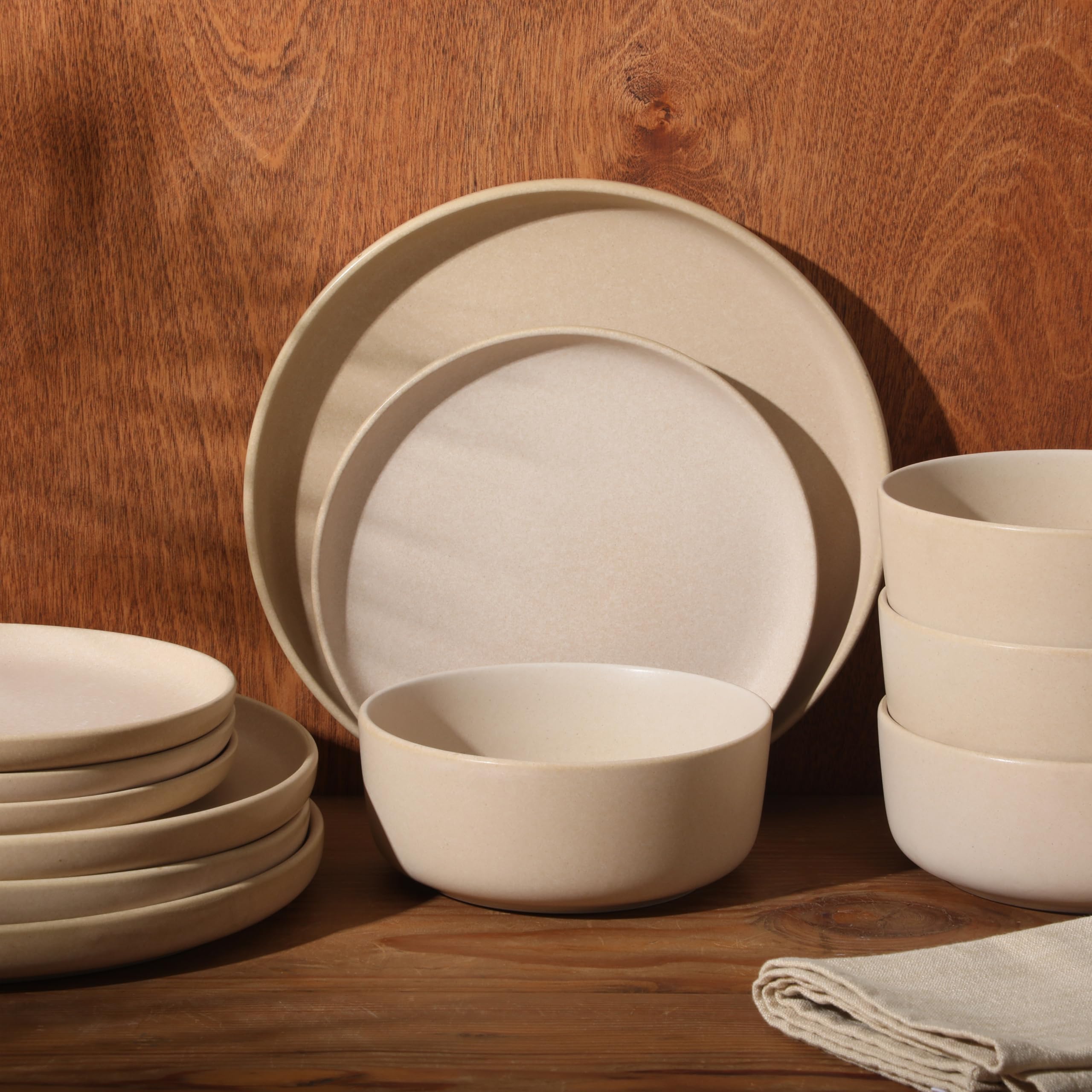 Gibson Elite Soho Lounge Round Reactive Glaze Stoneware Dinnerware Set, Service for 4 (16pc), Blue, Soho Round.