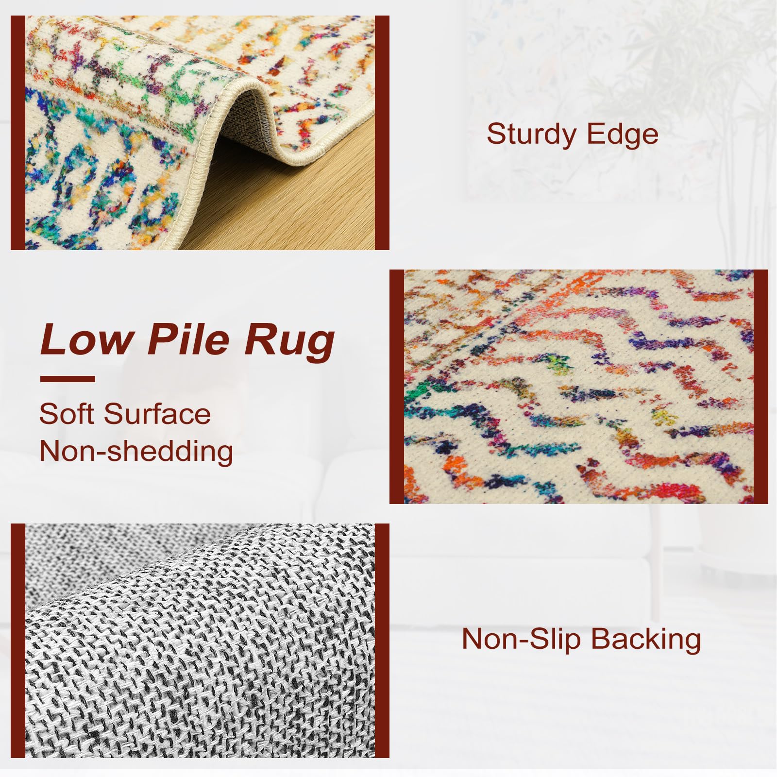 Moroccan Washable Rugs, 2x3 Light Grey Rug Non-Slip Small Distressed Entryway Rugs, Soft Low-Pile Bedroom Rug Indoor Doormat Carpet for Entryway Kitchen Bathroom