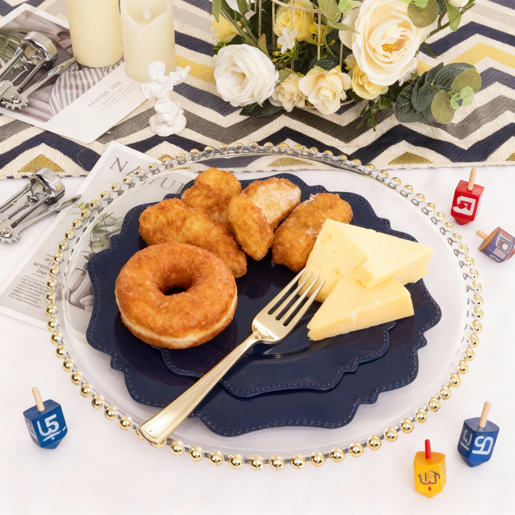 COLOSUS 60PCS White Plastic Plates for 30 guests-Fancy Plastic Beaded Plates,Plastic Plates for Party, Elegant White plates,Include 30 PCS 10.5" Dinner plates & 30PCS 8.25" Dessert plates for easter