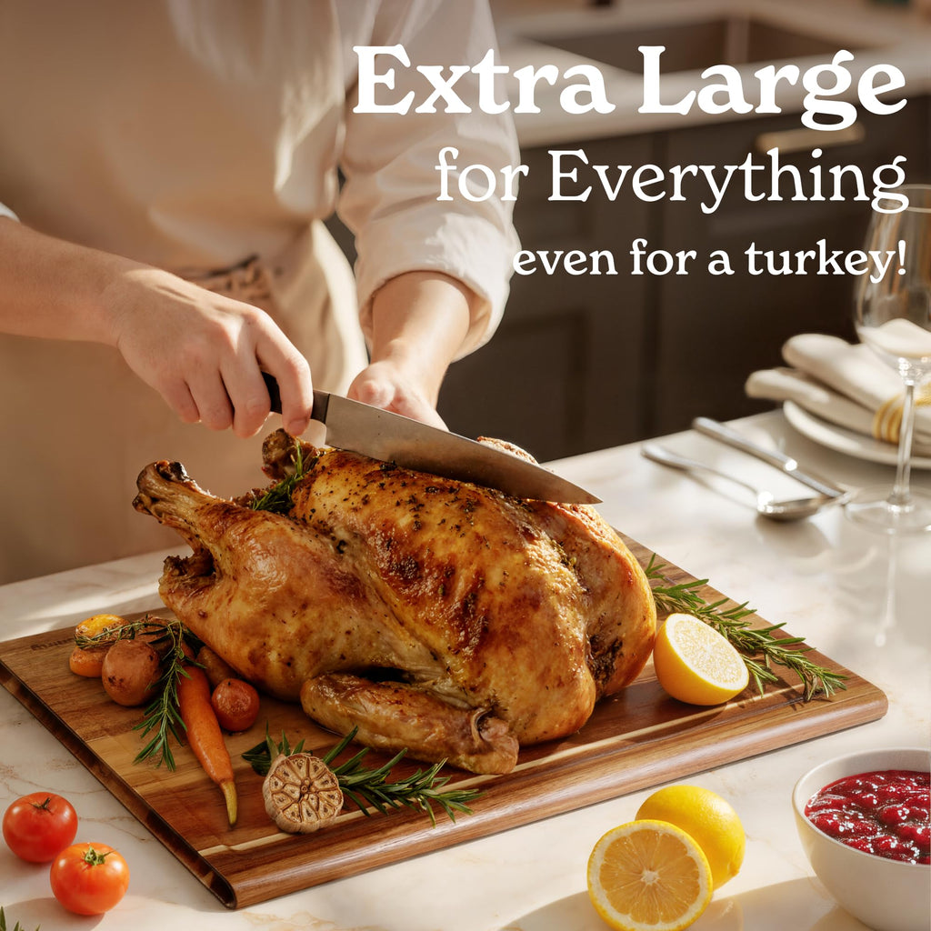Smirly Non Toxic Larch Cutting Boards for Kitchen [1.2" Thickness][17"Extra Large] Cutting Chopping Board with Deep Juice Groove Heavy Duty & Easy Clean