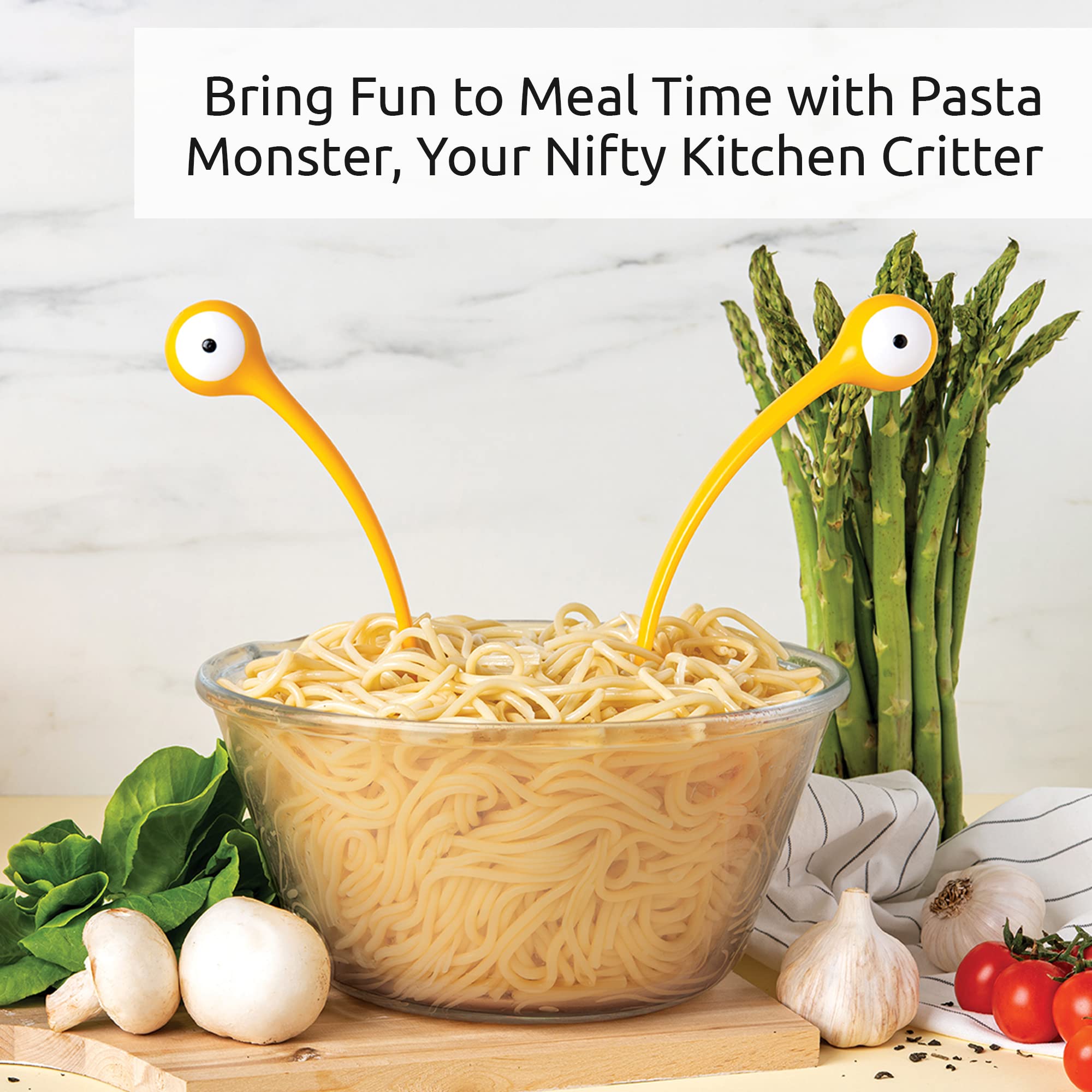 OTOTO Pasta Monsters and Salad Servers - BPA-Free Fun Kitchen Gadgets - 100% Food Safe Salad Spoon and Fork Set - 11.93x 3.39 x 2.24 inch