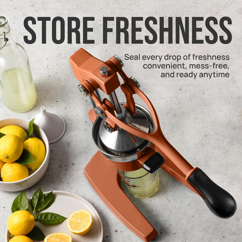Zulay Kitchen Cast Iron Juicer - Easy-to-Clean Heavy-Duty Manual Juicer, Professional Citrus Juicer - Stainless Steel Lemon Squeezer - Manual Citrus Press & Orange Squeezer - Orange Juicer (Black)