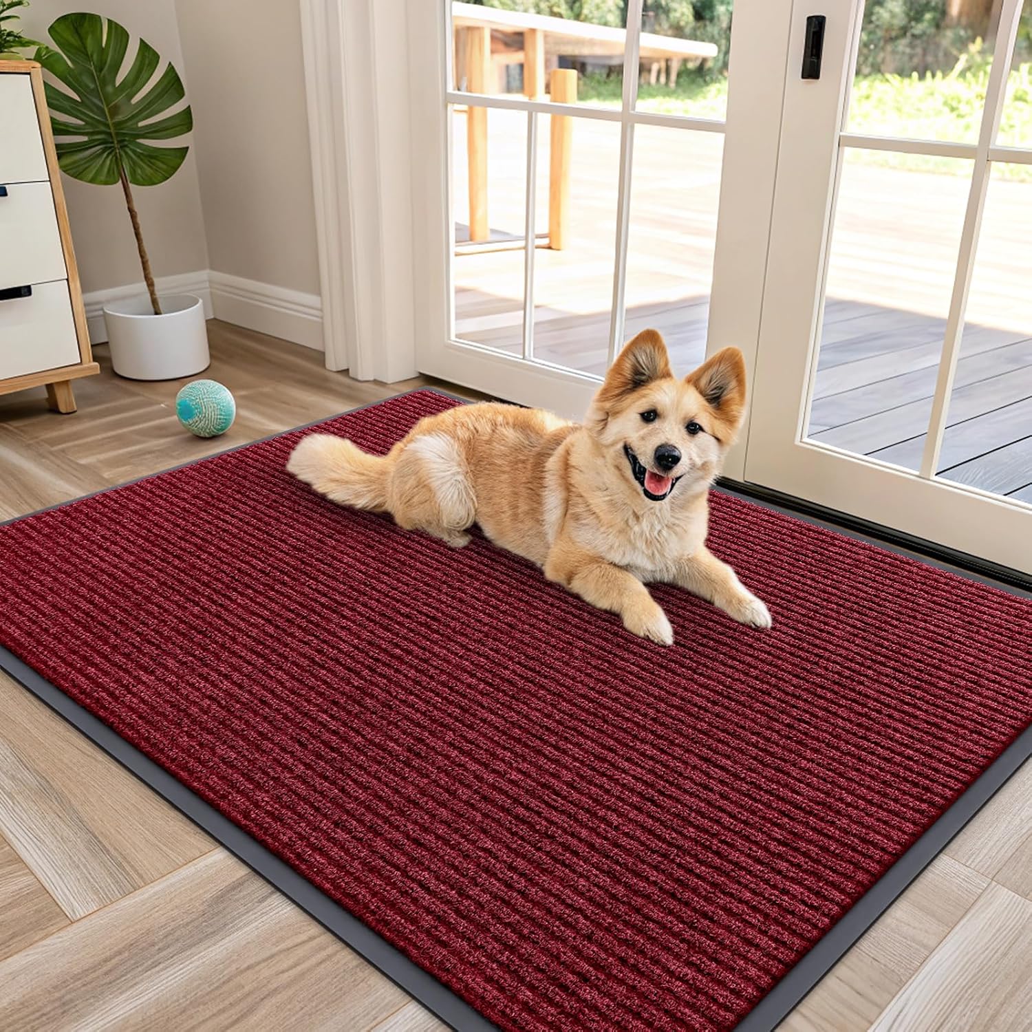 OLANLY Front Door Mat Indoor Outdoor Entrance, Waterproof Heavy Duty Doormat, Fade Resistant, Low Profile, Easy Clean Patio Porch Welcome Floor Mats for Entry, 29.5x17, Beige