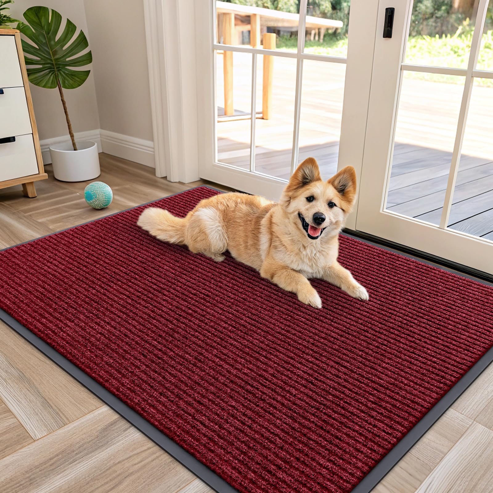 OLANLY Front Door Mat Indoor Outdoor Entrance, Waterproof Heavy Duty Doormat, Fade Resistant, Low Profile, Easy Clean Patio Porch Welcome Floor Mats for Entry, 29.5x17, Grey
