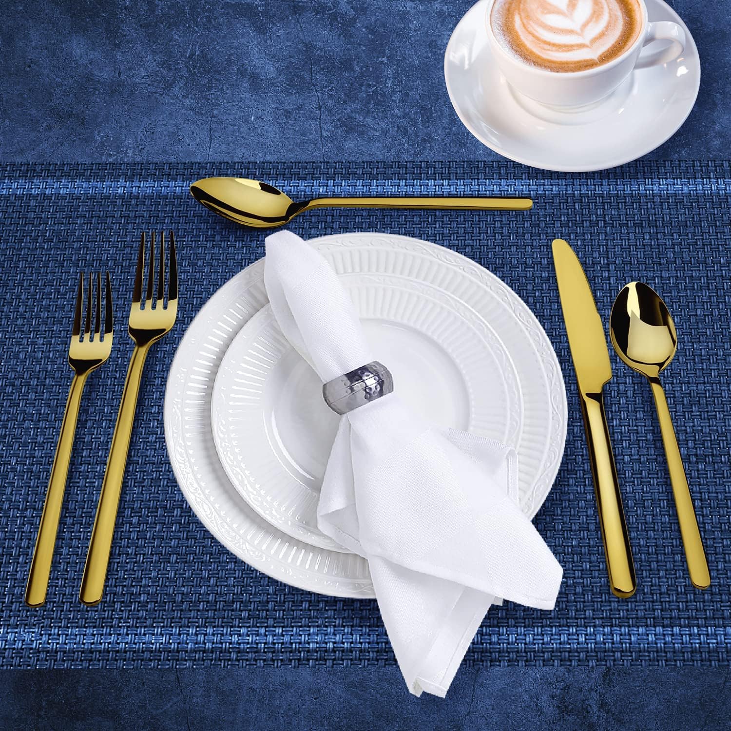 KINGSTONE Golden Silverware Set, 18/10 Gold Flatware Set for 4, Gold Mirror Finish Cutlery Set for Home Kitchen and Restaurant