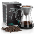 Coffee Gator Pour Over Coffee Maker - 27oz High Heat Borosilicate Glass with Reusable Stainless Steel Filter, Drip Coffee Brewer Dripper Set Carafe, 800ml Clear