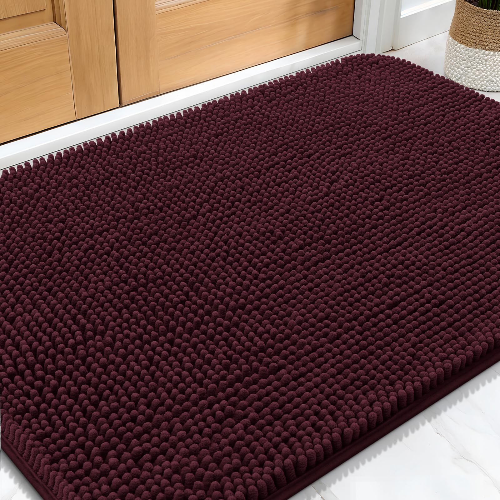 OLANLY Dog Door Mat for Muddy Paws 30x20, Absorbs Moisture and Dirt, Absorbent Non-Slip Washable Doormat, Quick Dry Chenille Mud Mat for Dogs, Entry Indoor Entryway Carpet for Inside Floor, Grey