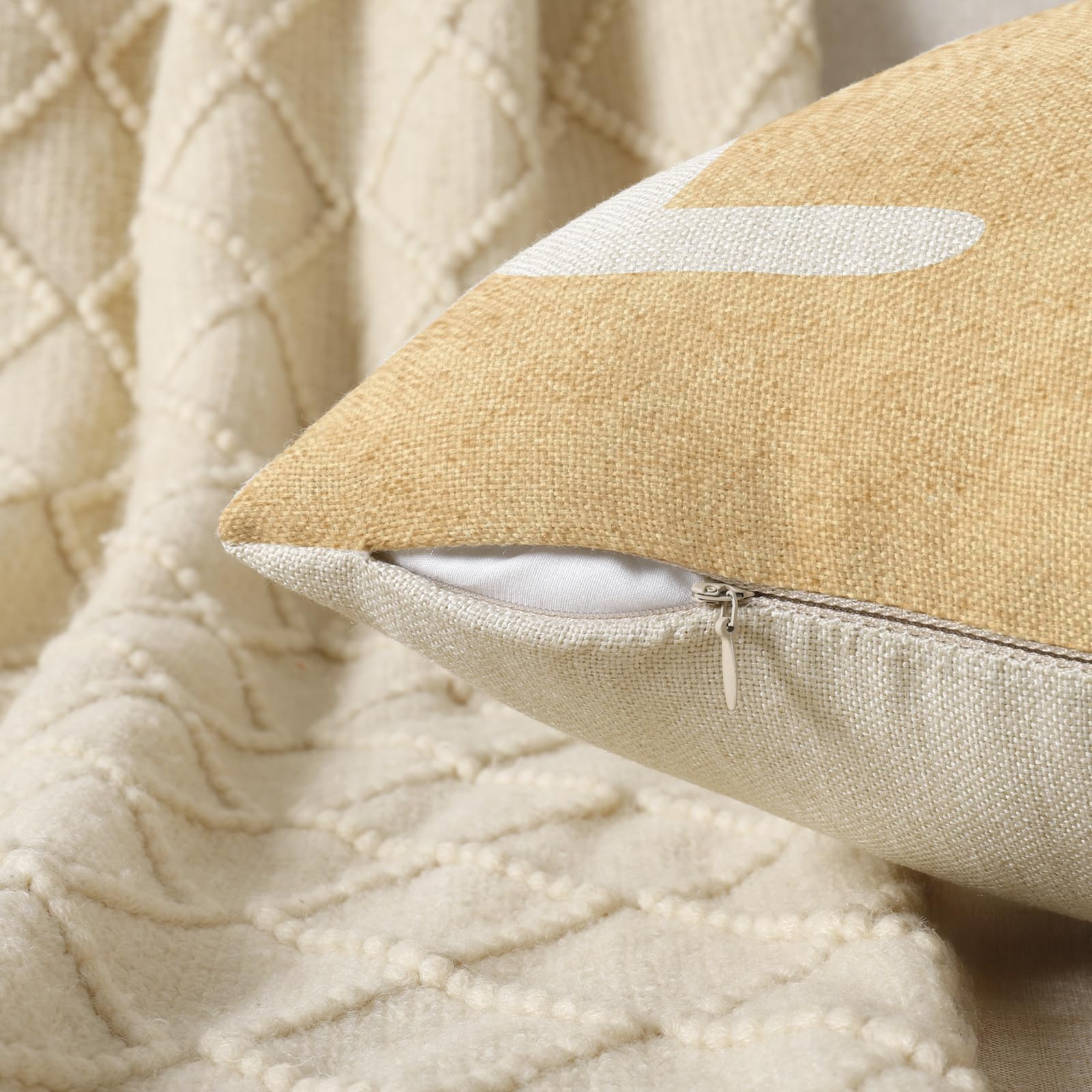 YCOLL Farmhouse Pillow Covers 18x18 Set of 4 Throw Pillow Covers Rustic Linen Decorative Pillows Square Cushion Covers for Couch Sofa Bedroom Home Decor