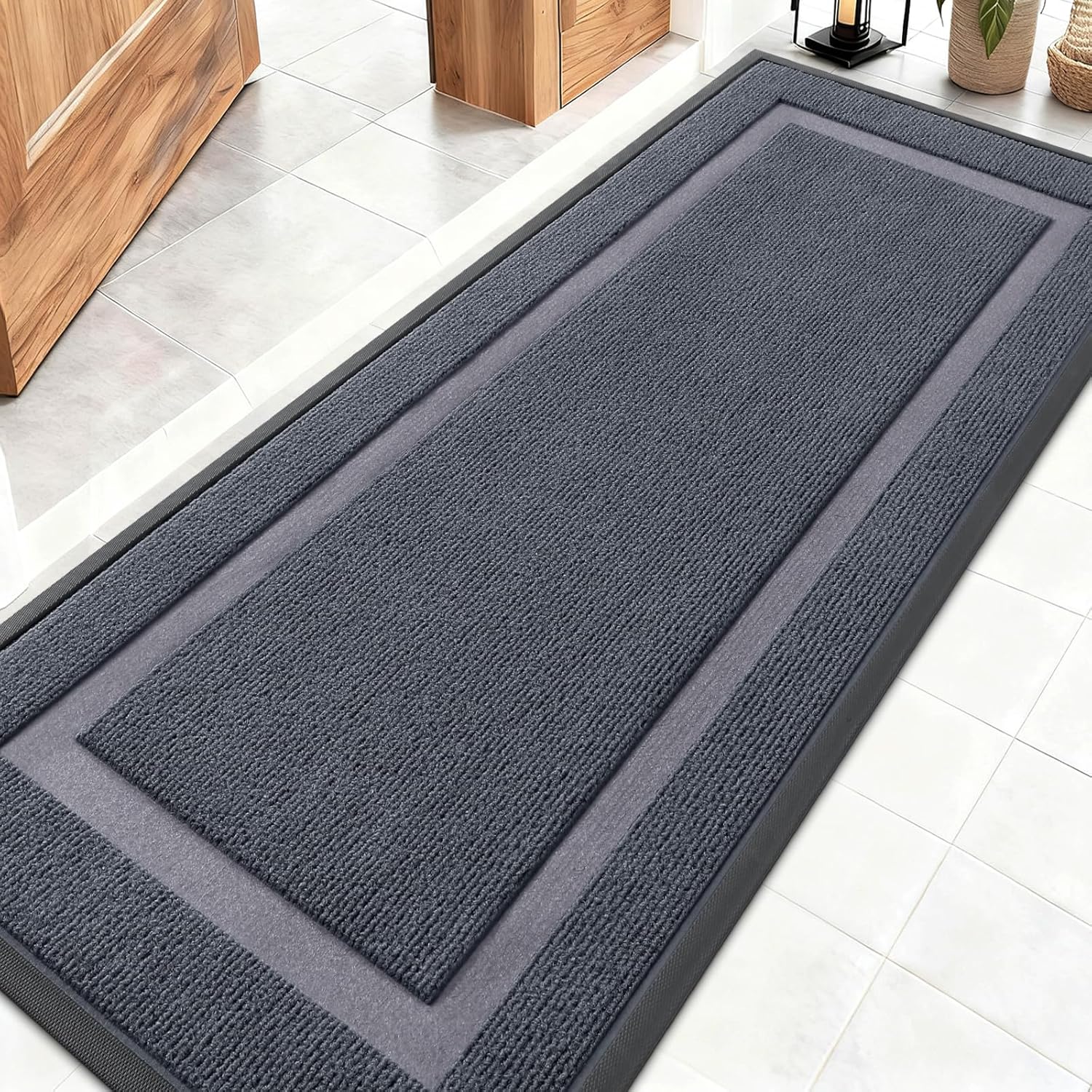 OLANLY Front Door Mat Indoor Outdoor Entrance, Waterproof All-Season, All-Weather Doormat, Sturdy Natural Rubber, Fade Resistant, Low Profile, Easy Clean Patio Porch Entryway Mat, 29.5x17, Beige