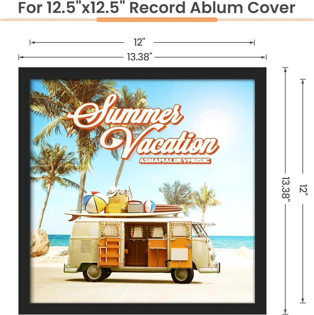 upsimples 12.5x12.5 Record Frame, Vinyl Frames for 12inch Album Cover, Wall Display for Home Decor, Black, 4 Pack