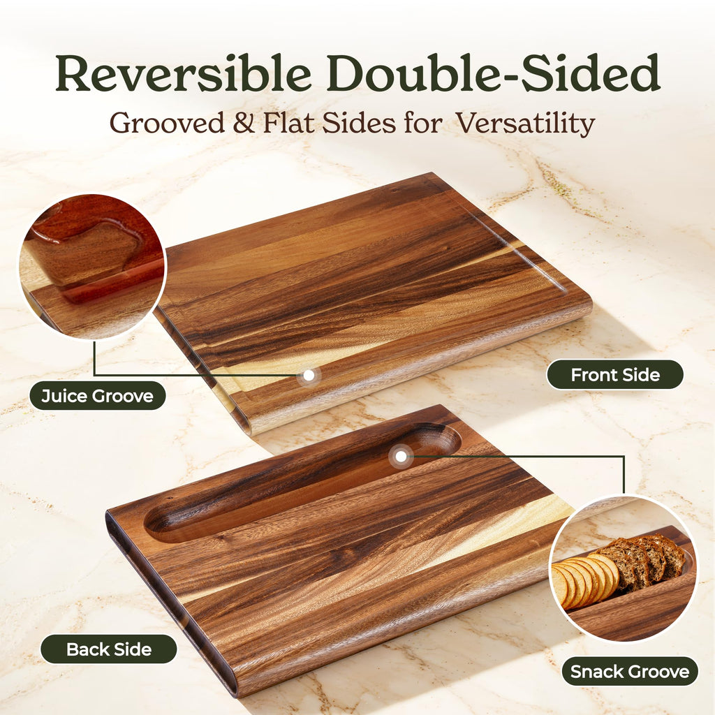 Smirly Non Toxic Larch Cutting Boards for Kitchen [1.2" Thickness][17"Extra Large] Cutting Chopping Board with Deep Juice Groove Heavy Duty & Easy Clean